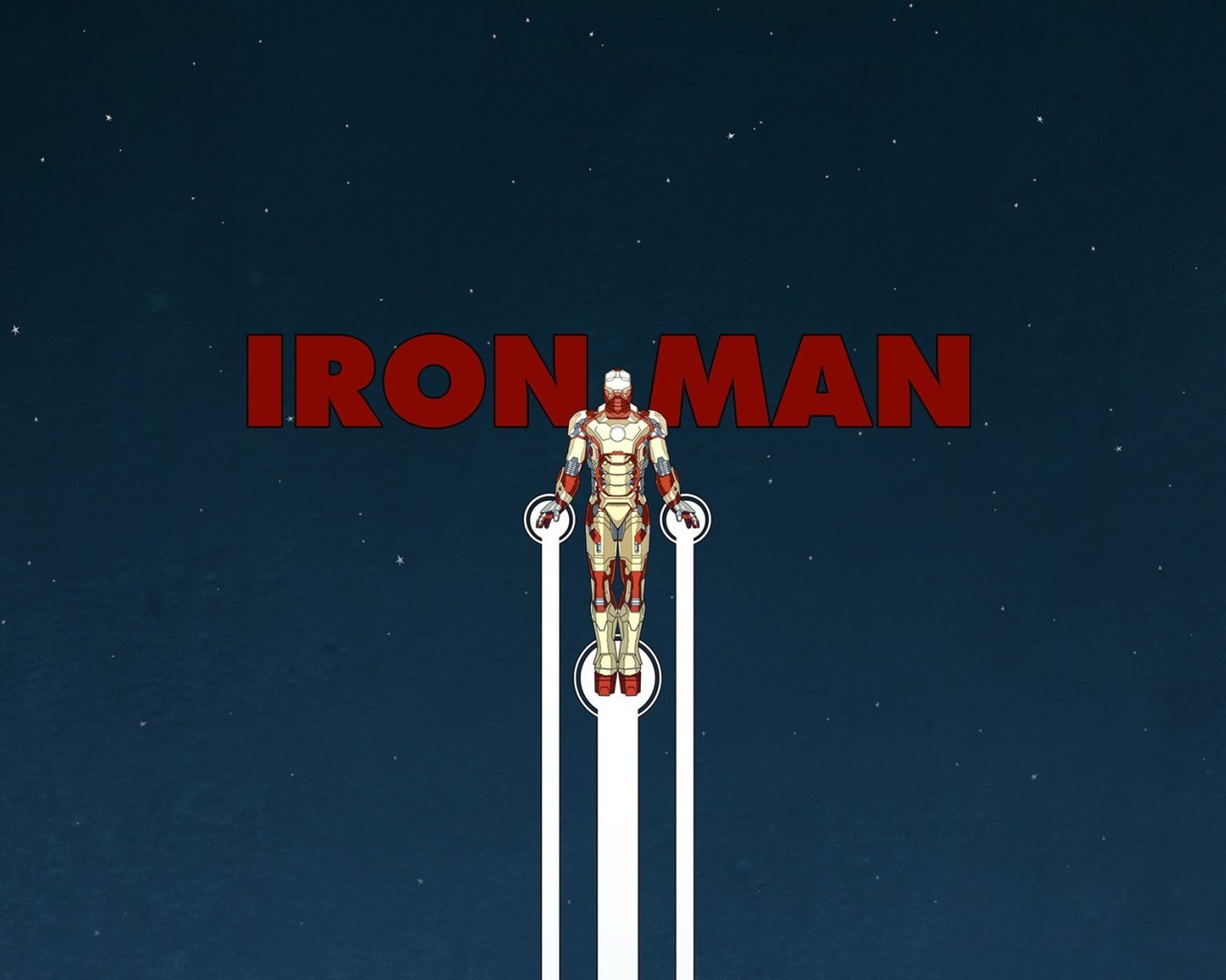 Железный человек, голубой фон со звездами