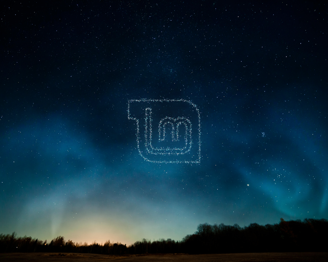 Логотип Linux Mint из звезд в небе