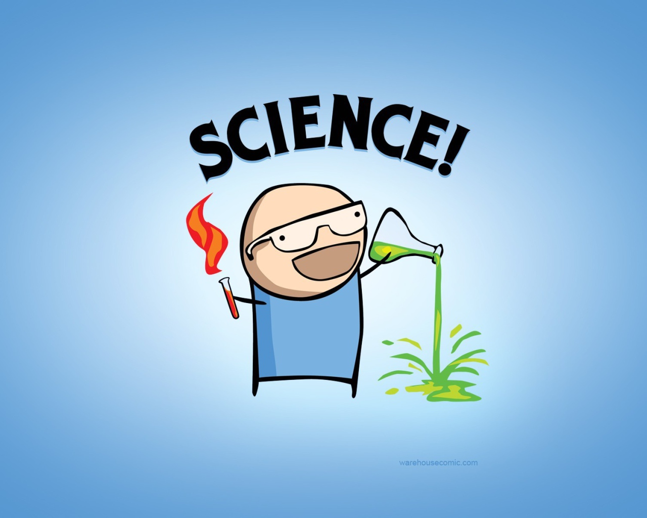 Безумная наука, голубой фон