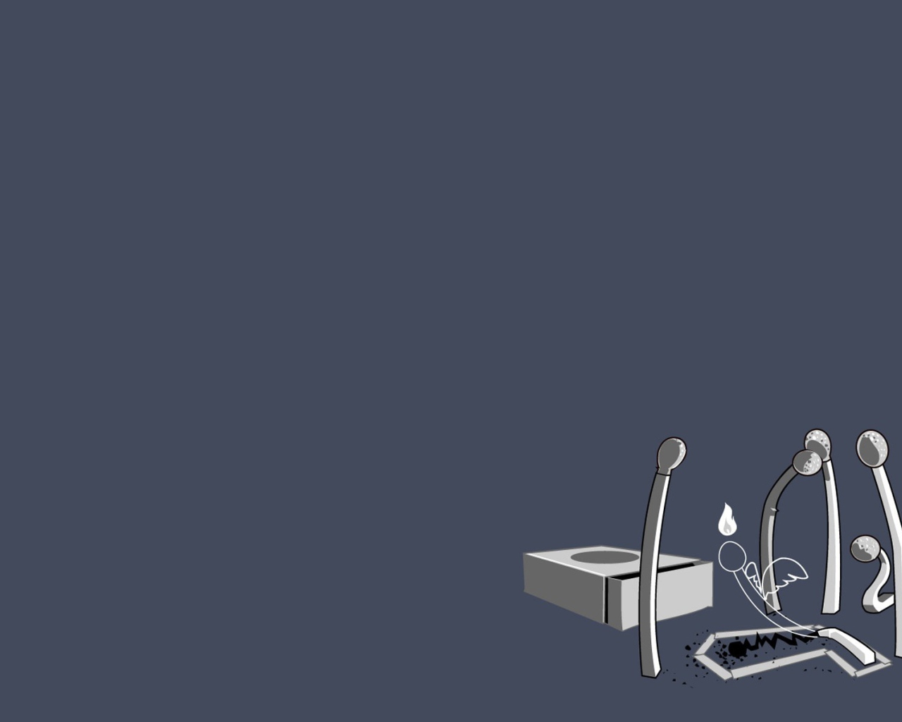 Спички потеряли друга, серый фон