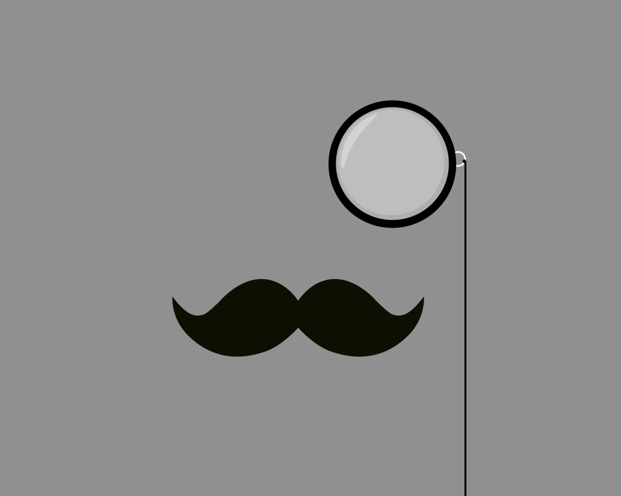 Монокль и усы, серый фон