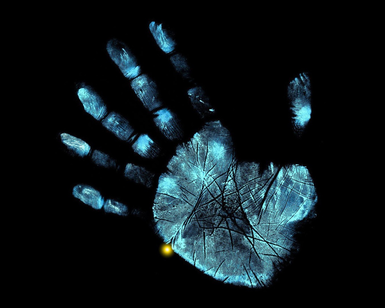 Неоновый отпечаток руки
