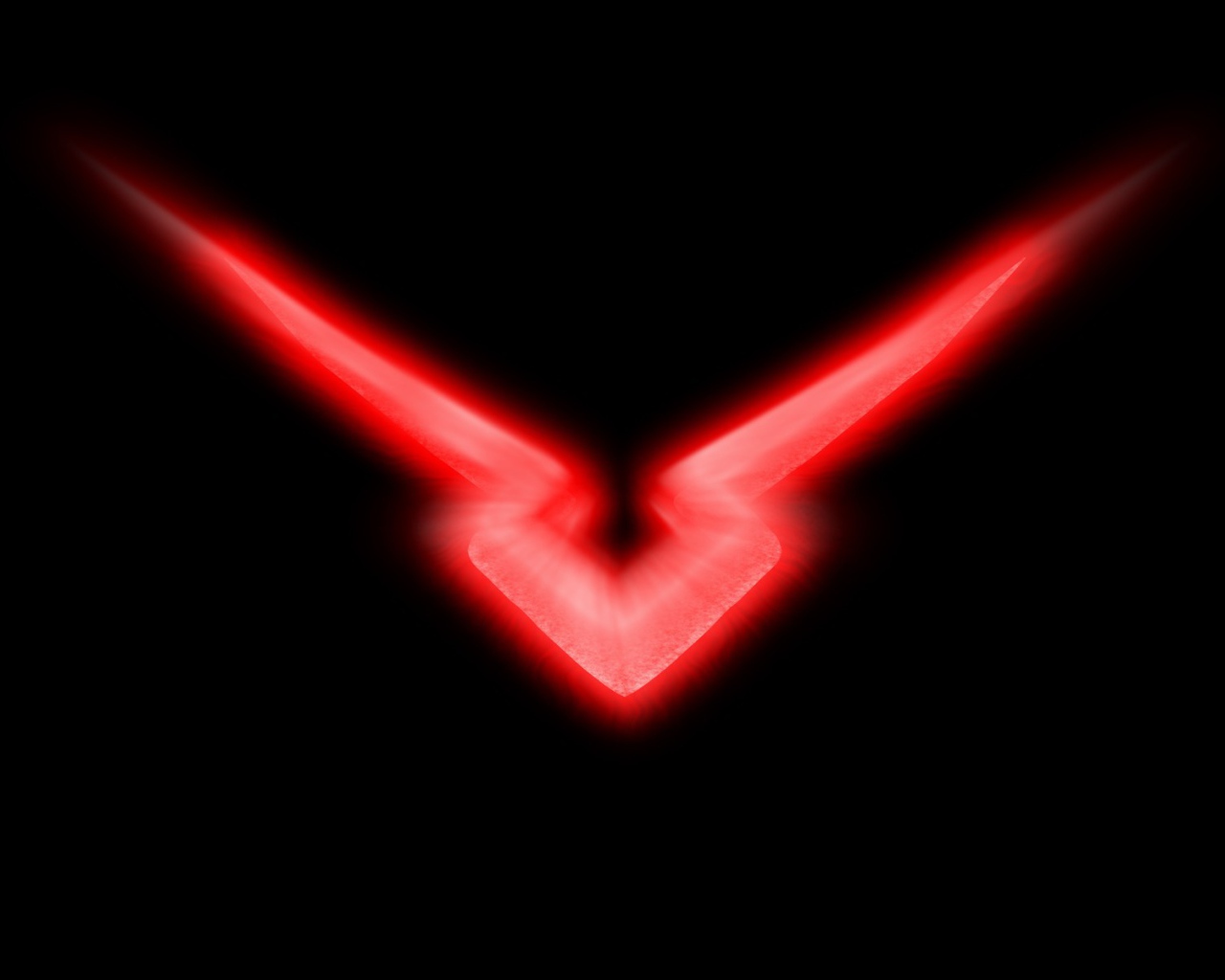 Красный неоновый символ на черном фоне