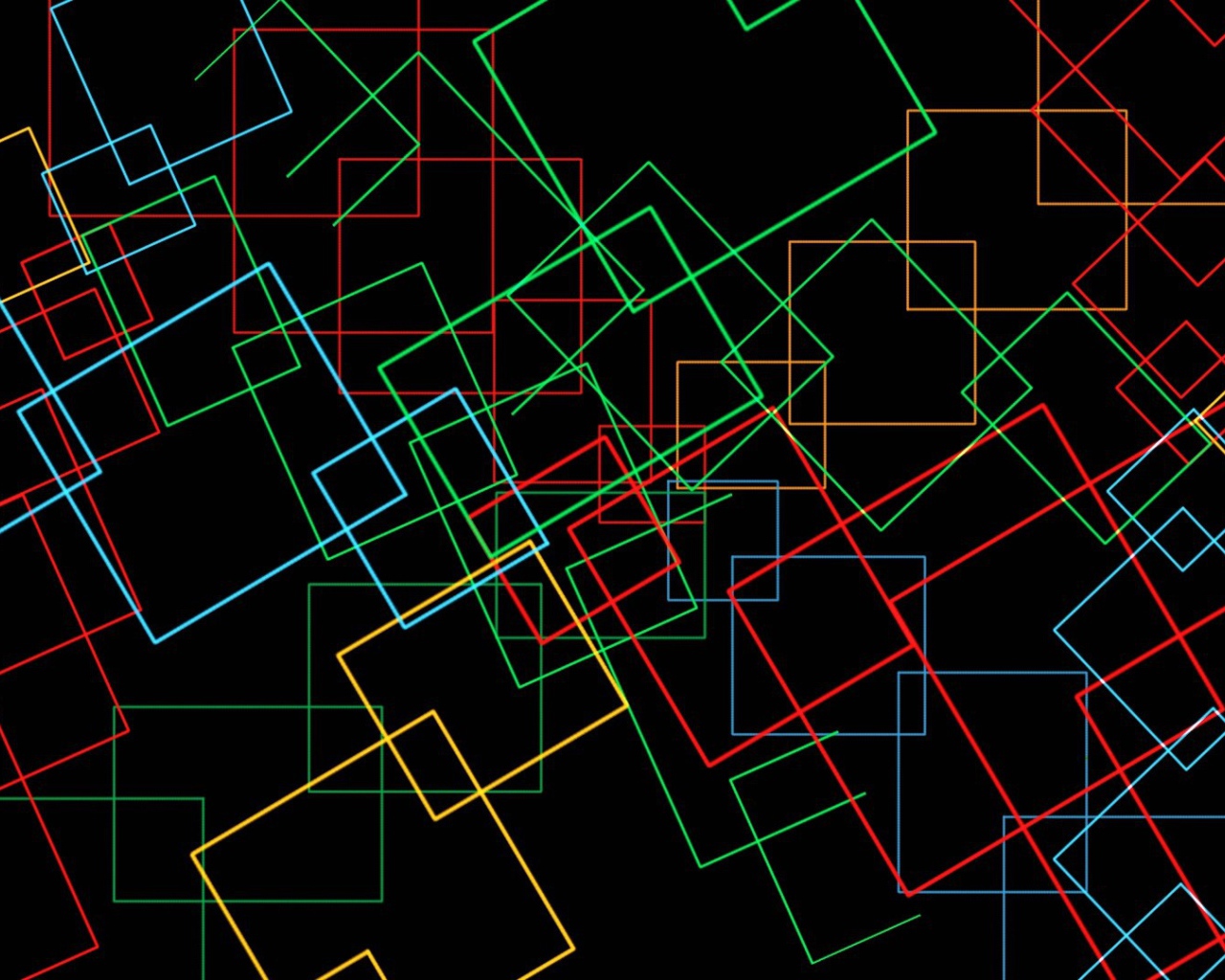 Неоновые квадраты на черном фоне