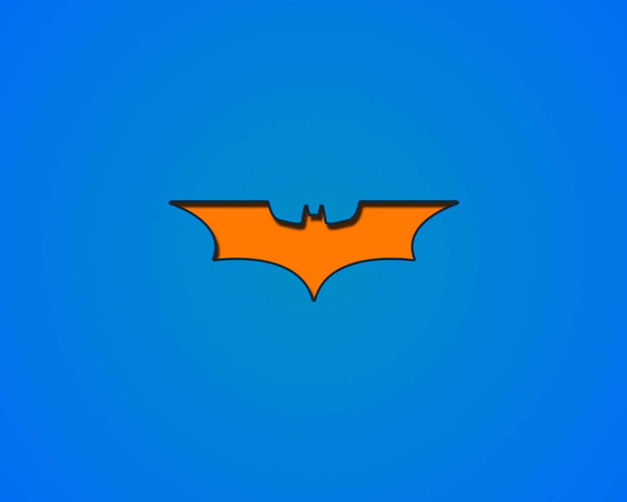 Оранжевый символ Бетмана на голубом фоне