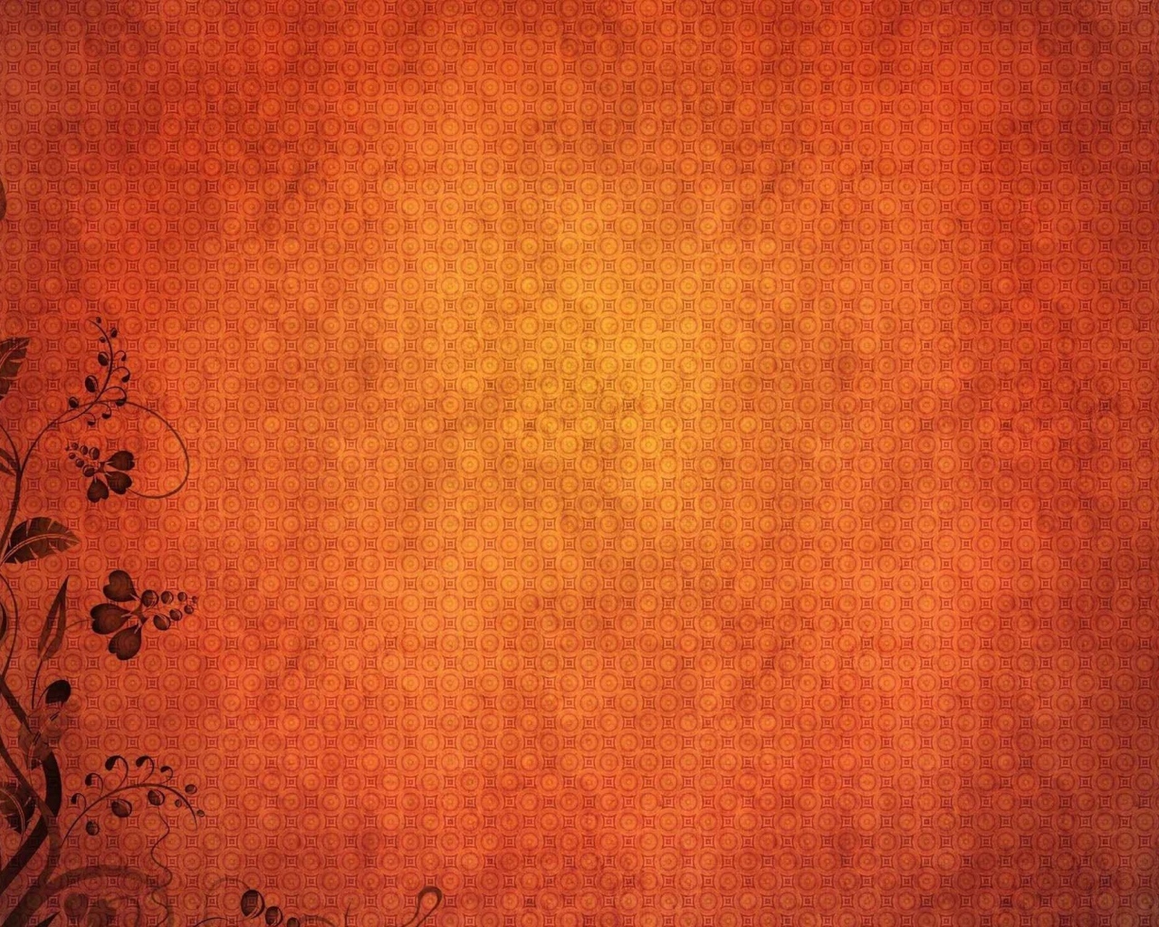 Орнамент из растений на оранжевом фоне