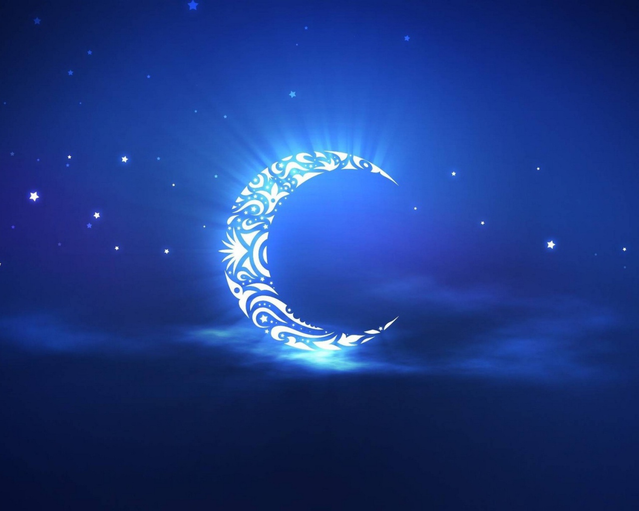 Орнамент на луне, голубой фон