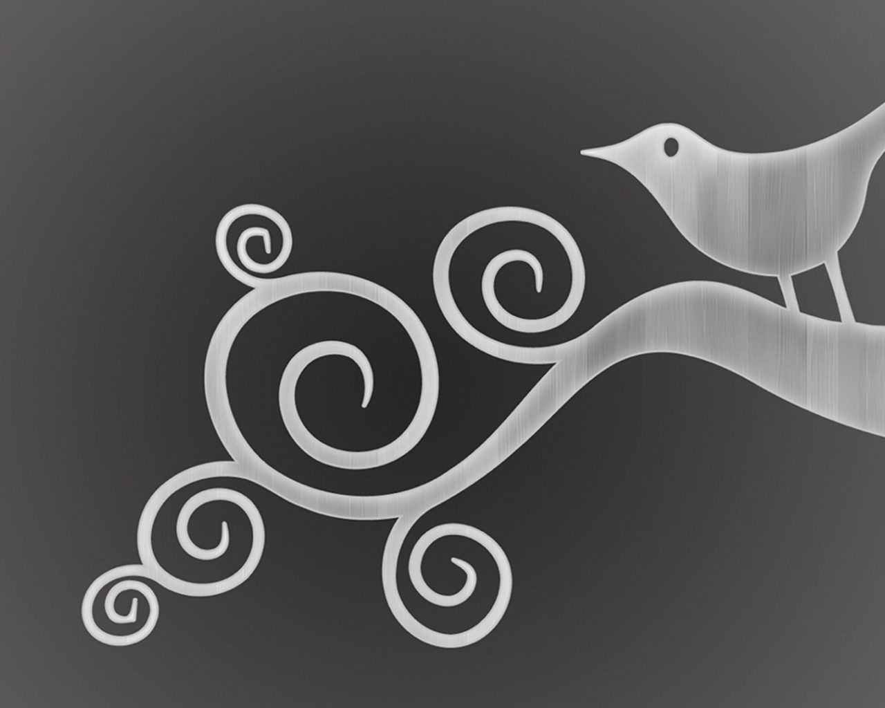 Орнамент птица на ветке, серый фон