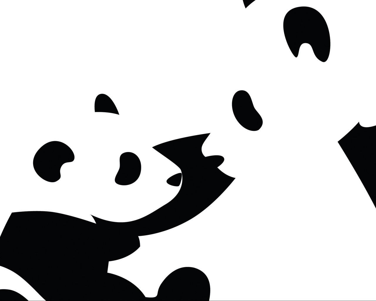 Панда с детенышем, черно белый фон