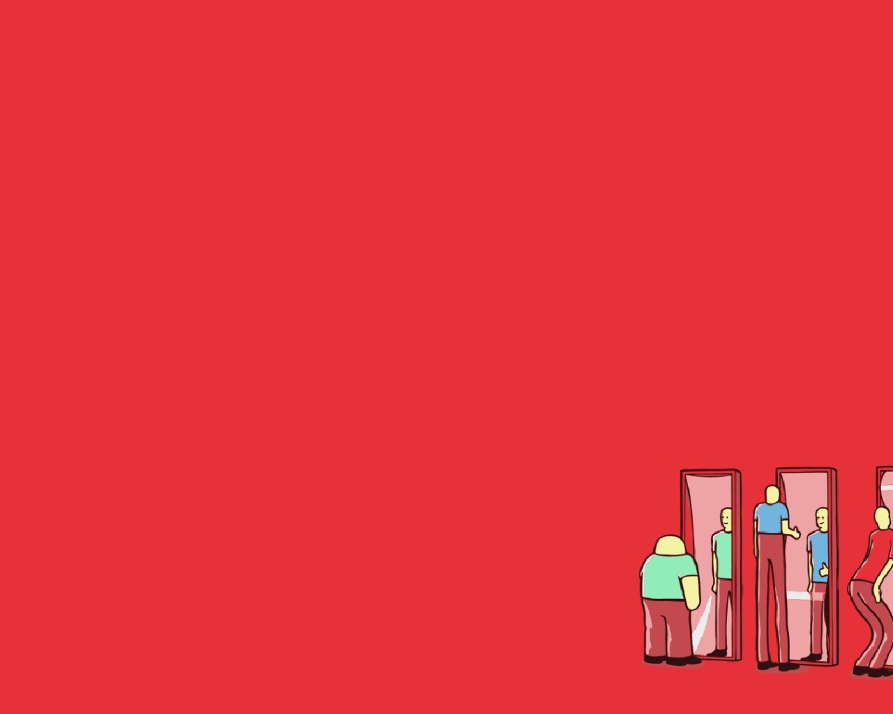 Люди смотрят в кривые зеркала