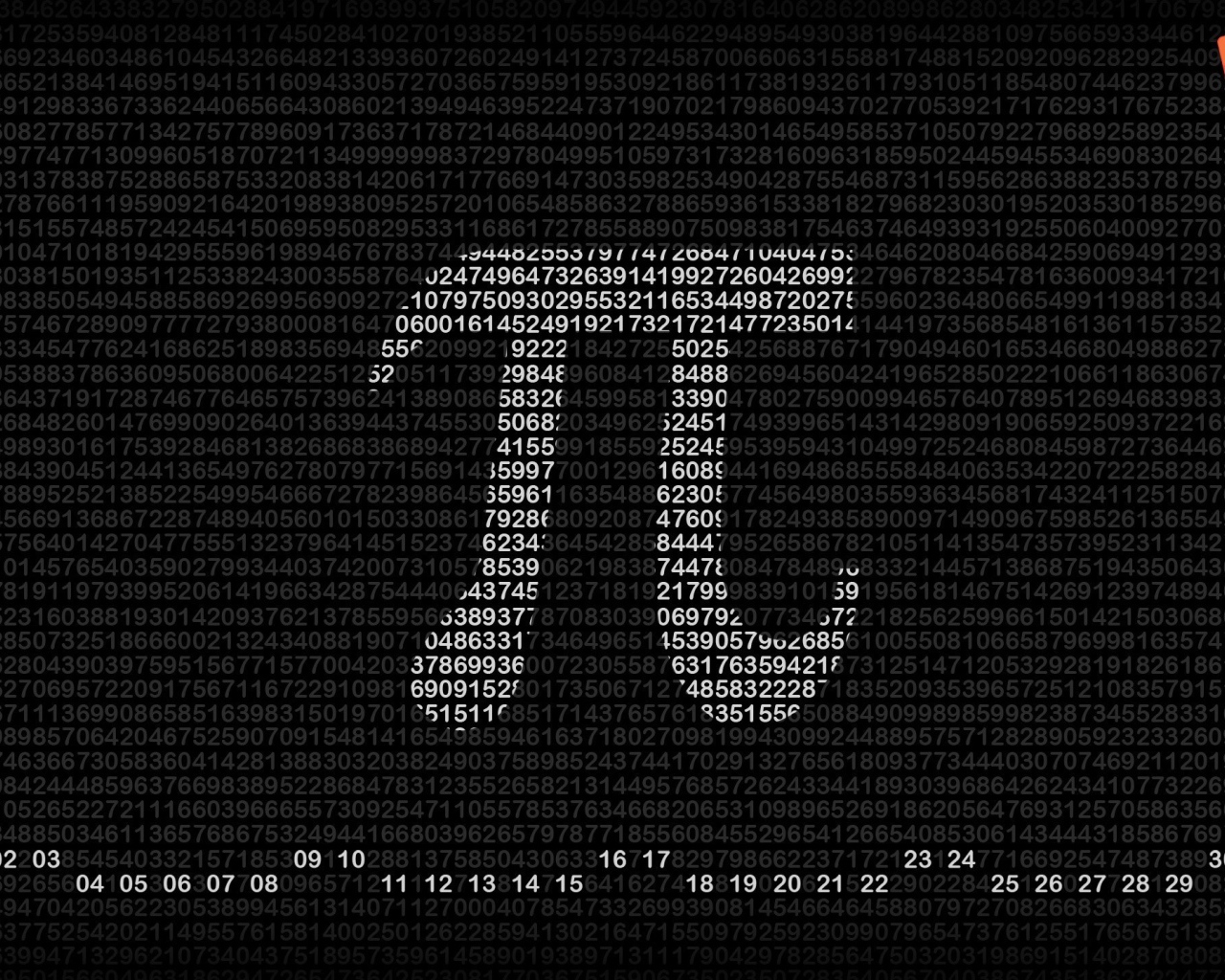 Число Пи, фон цифры