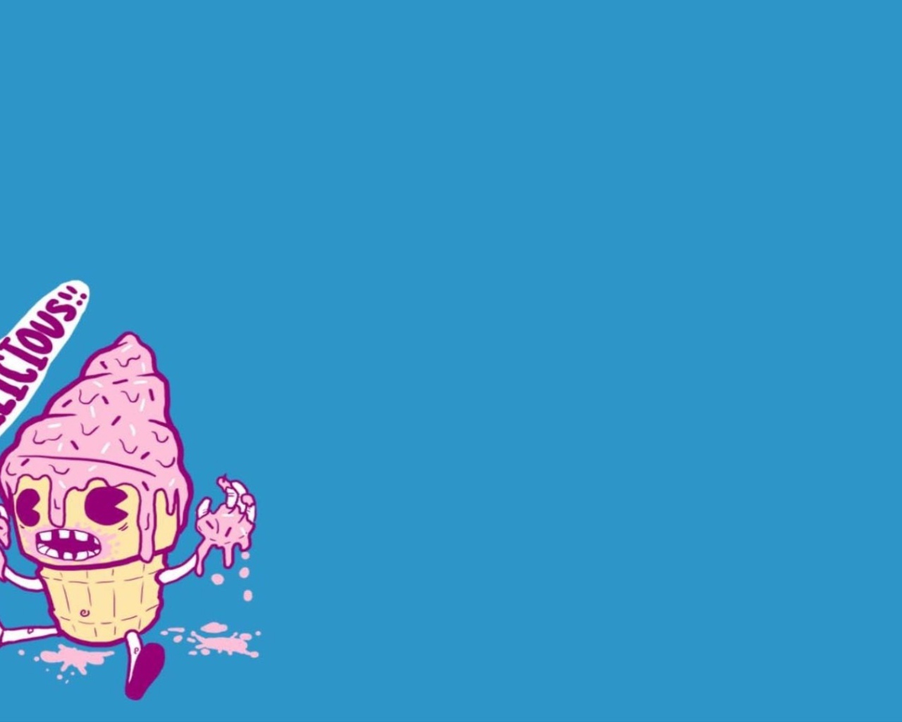 Розовое мороженое, голубой фон