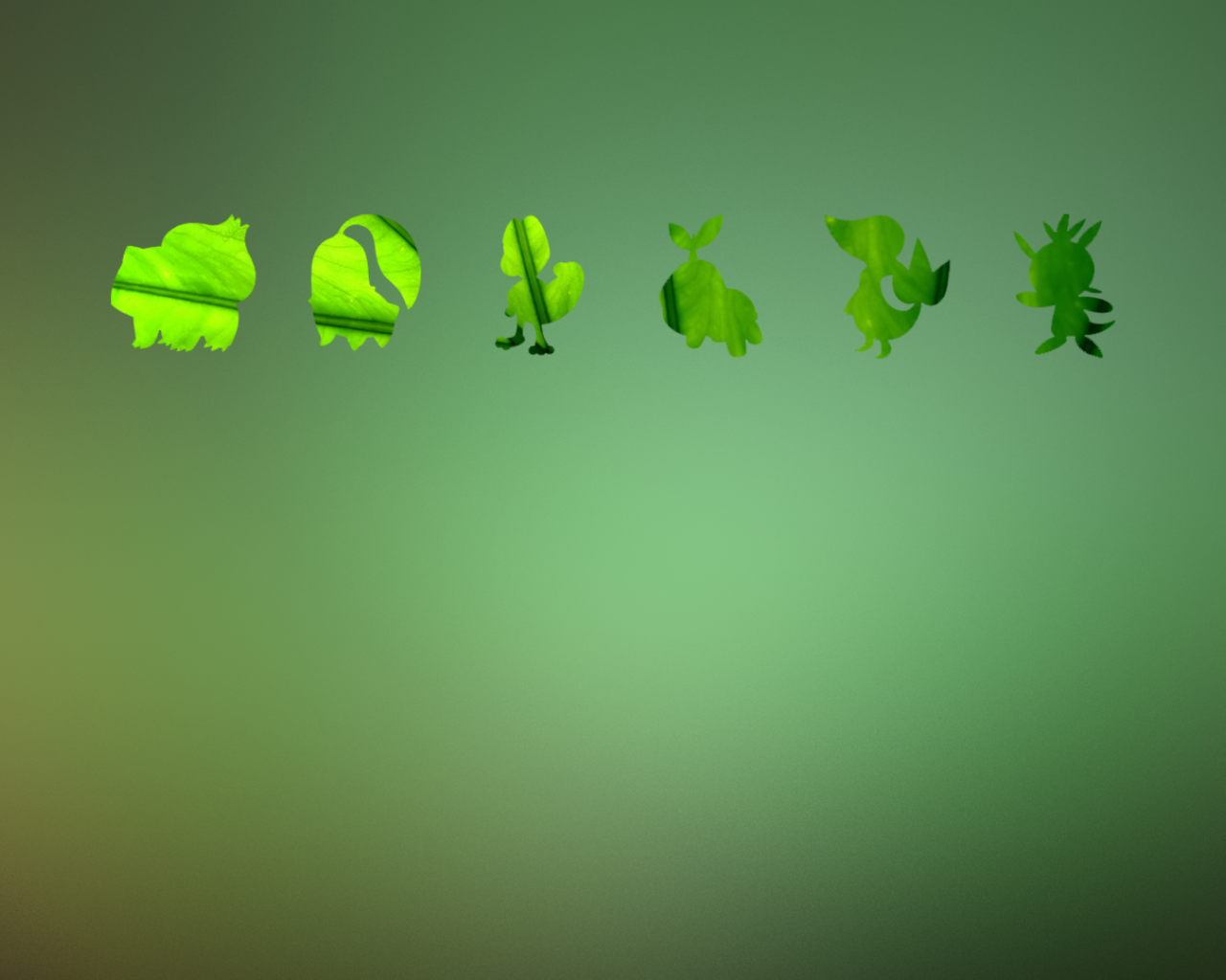 Покемоны, зеленый фон