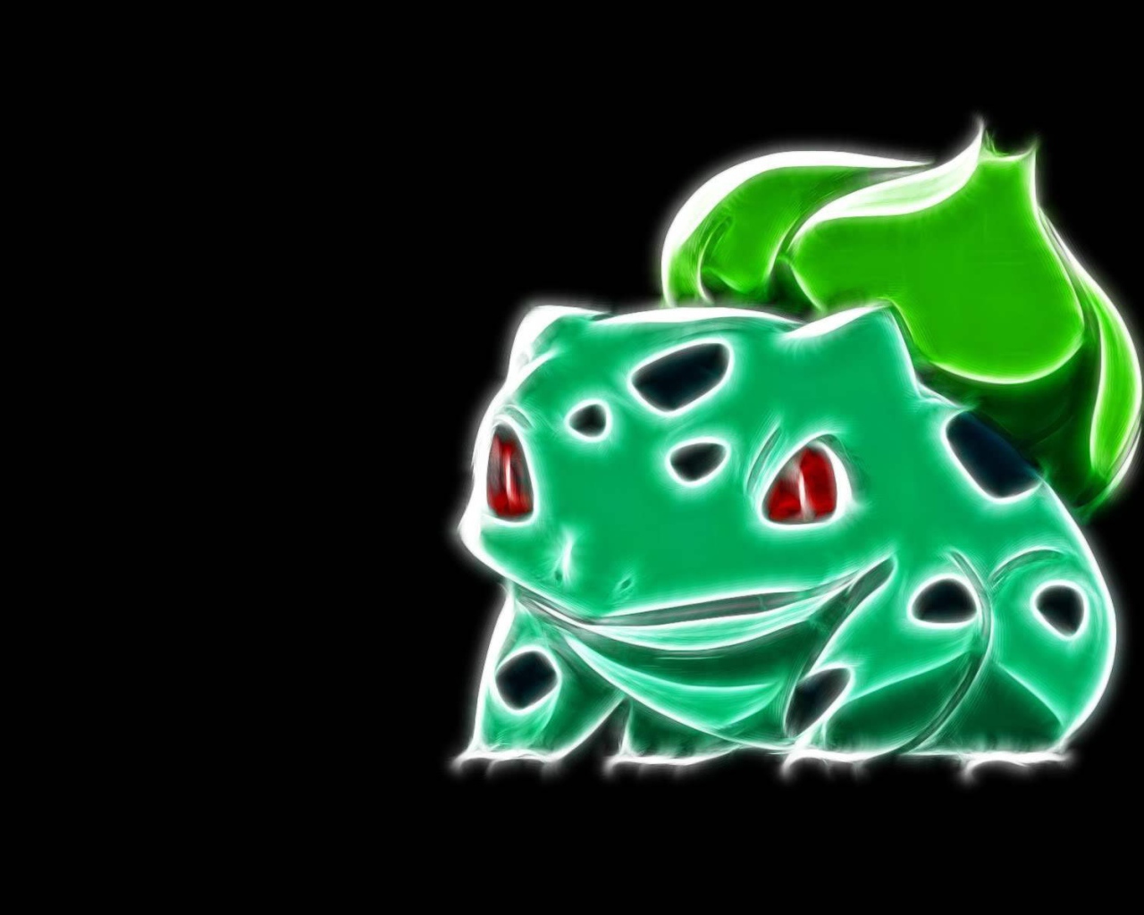 Покемон Бульбазавр на черном фоне