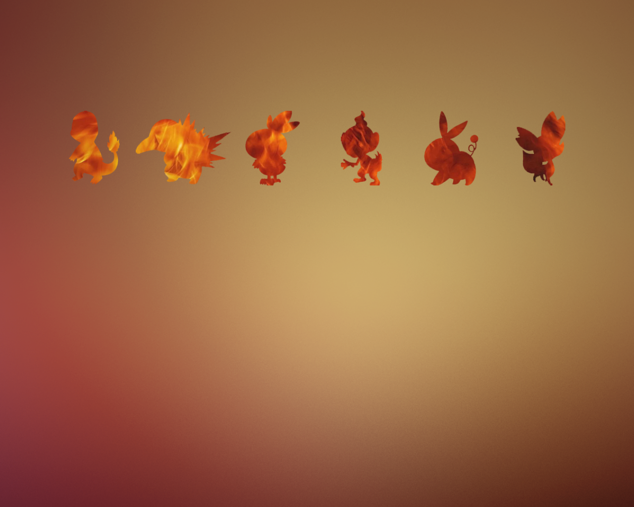 Покемоны, оранжевый фон