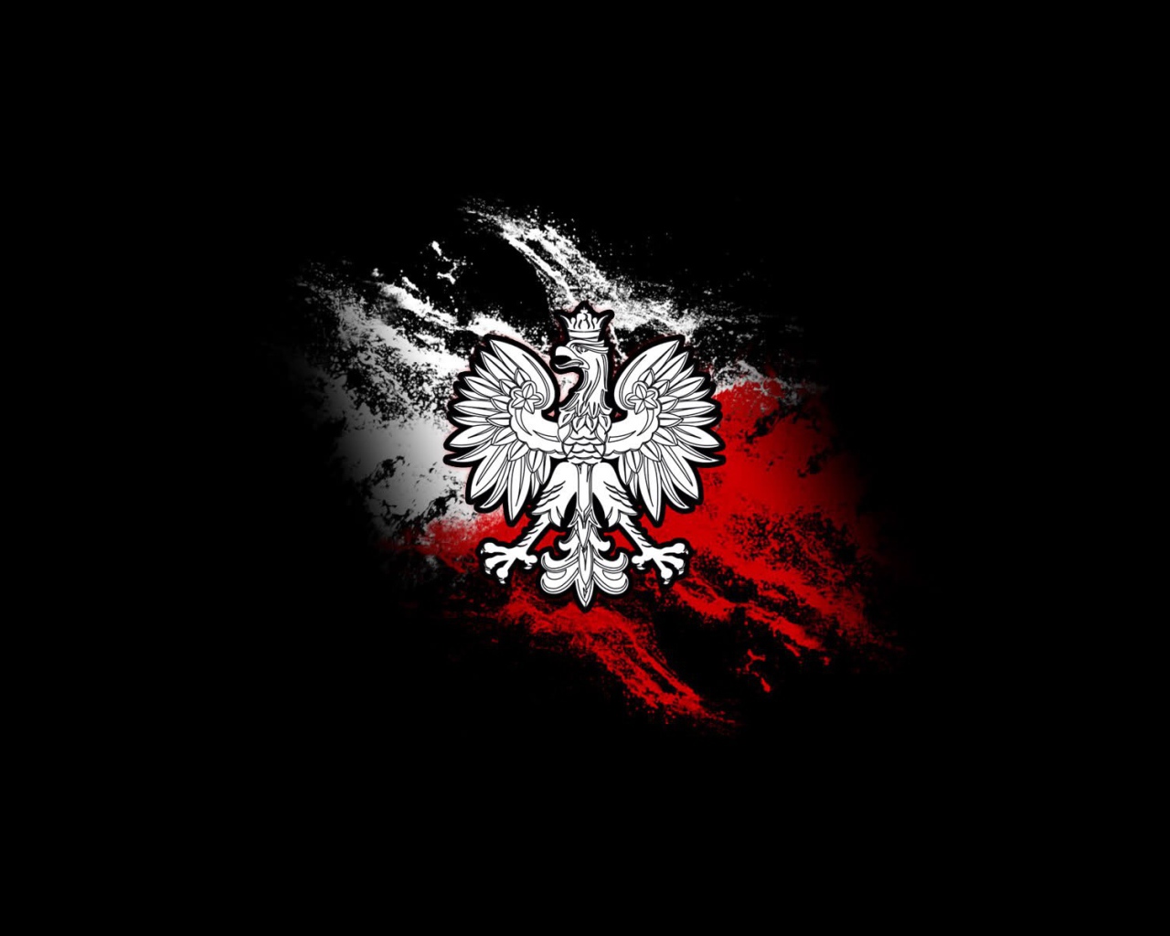 Польский орел на фоне флага