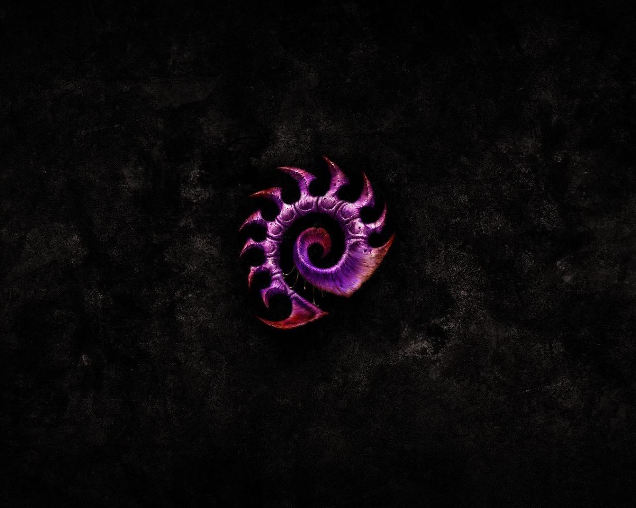 Фиолетовый символ из Starcraft II, черный фон