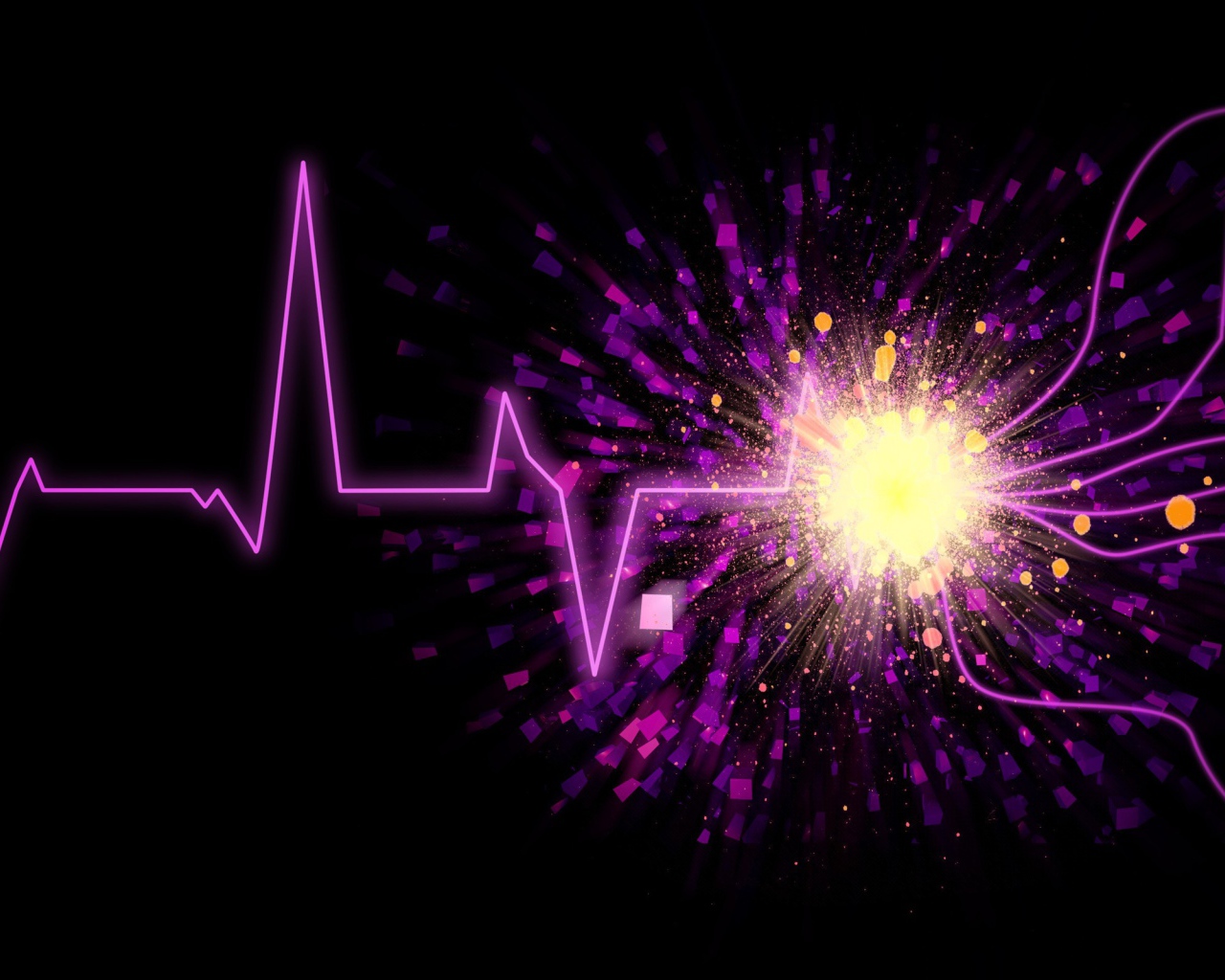 Фиолетовый пульс на черном фоне