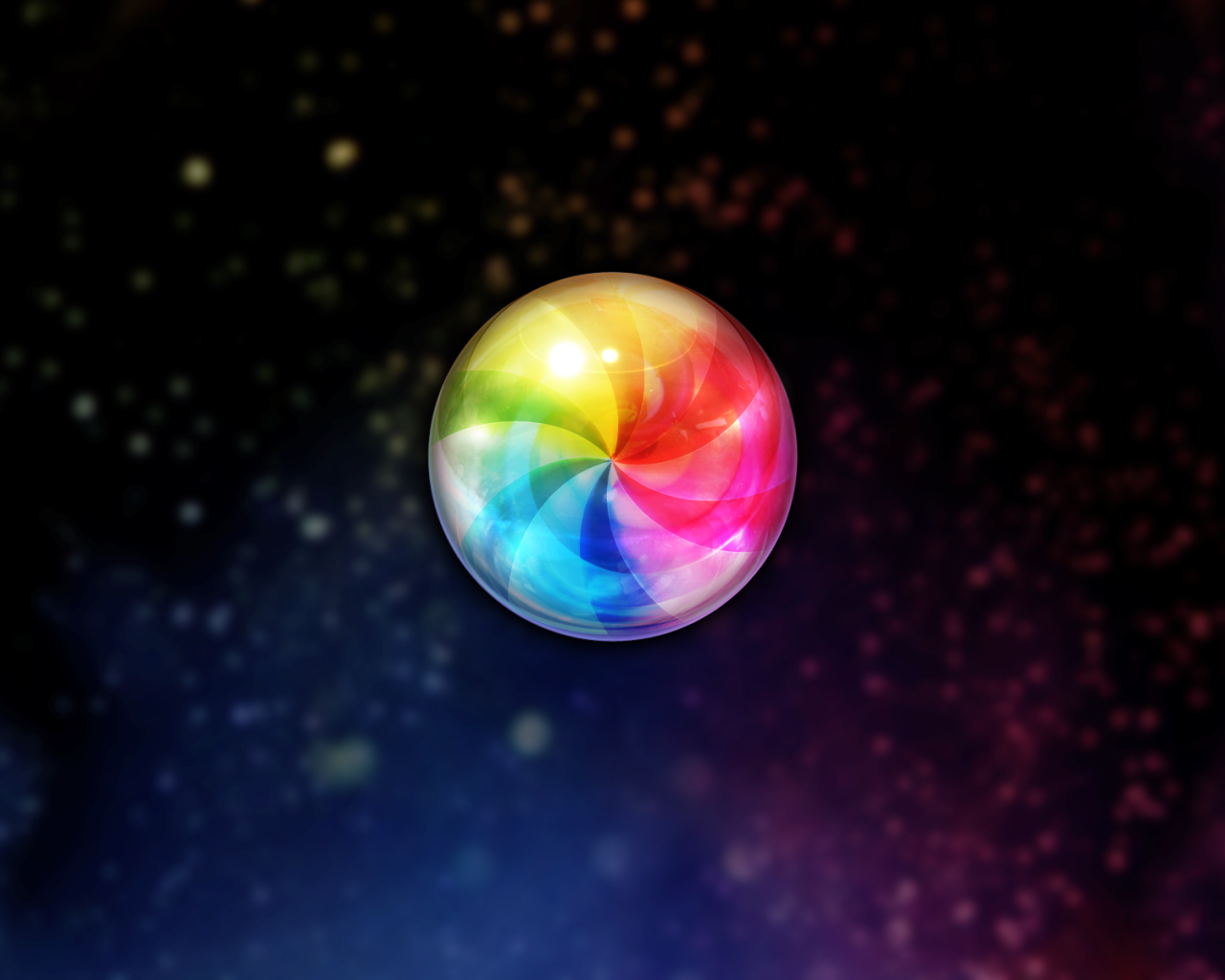 Радужный шар на фоне звезд