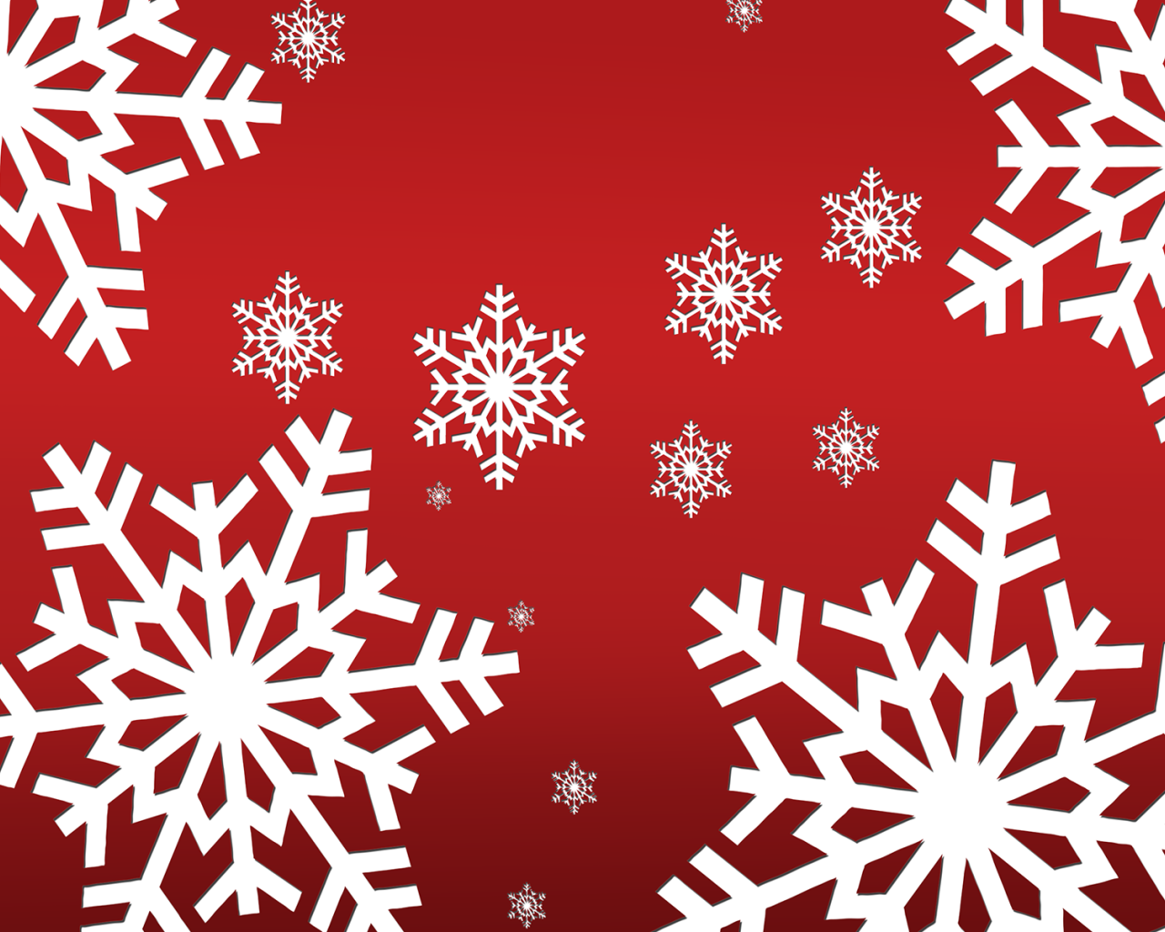 Красный фон с белыми снежинками