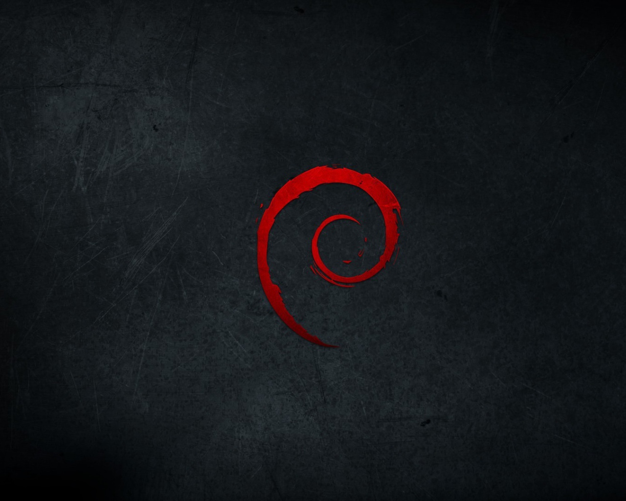 Красный символ Debian на черном фоне