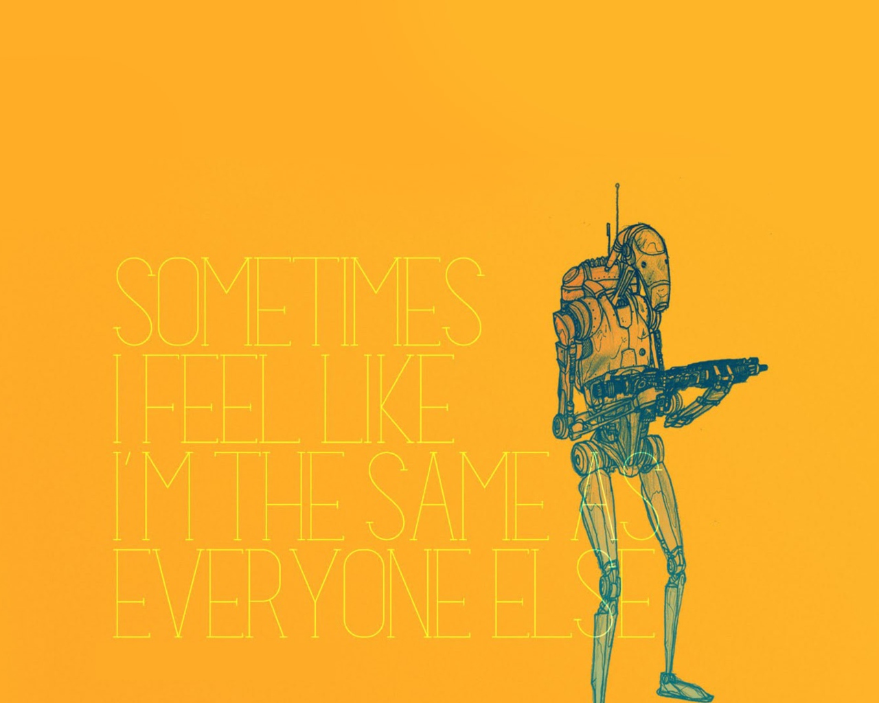 Робот солдат, оранжевый фон