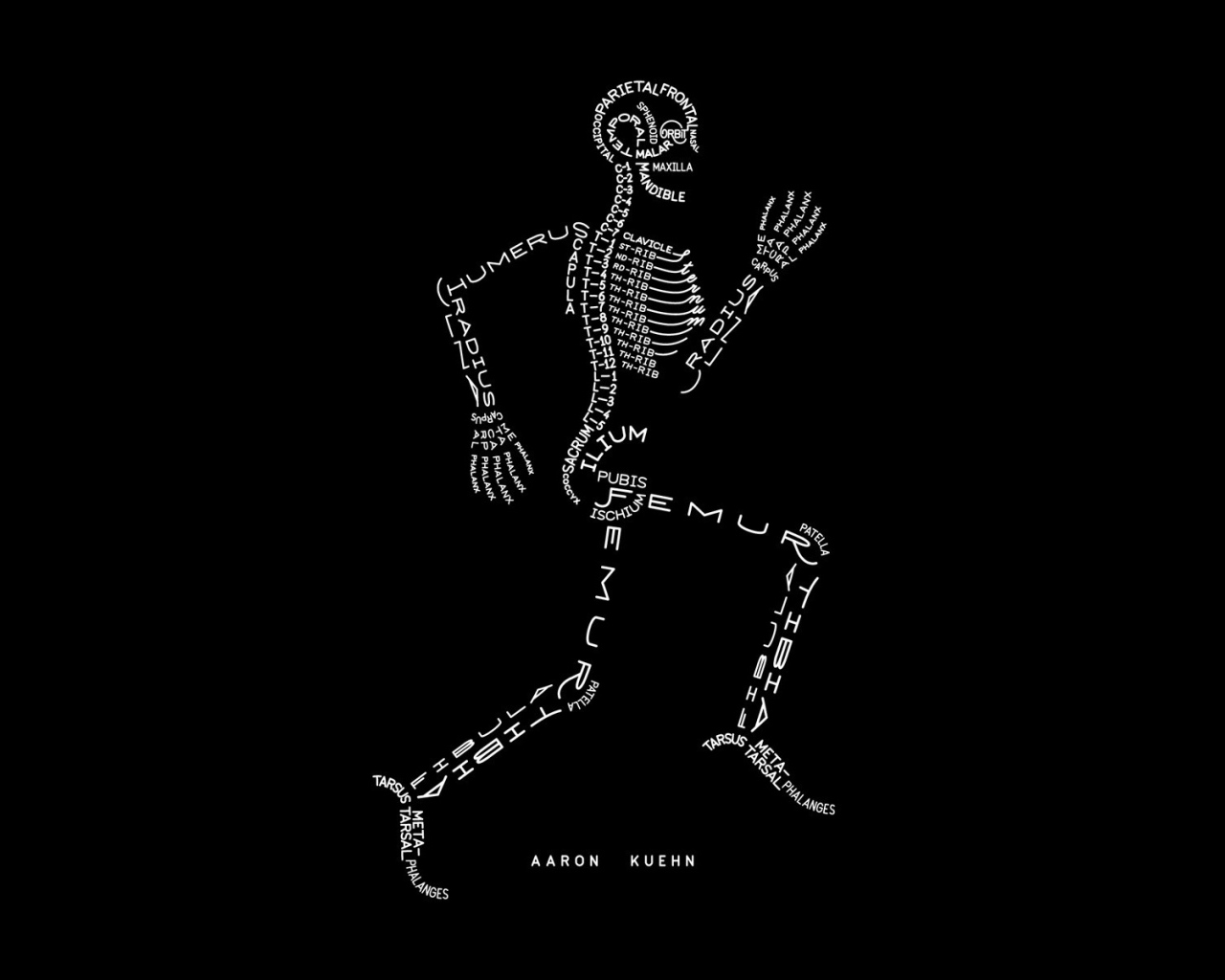 Бегущий скелет из букв