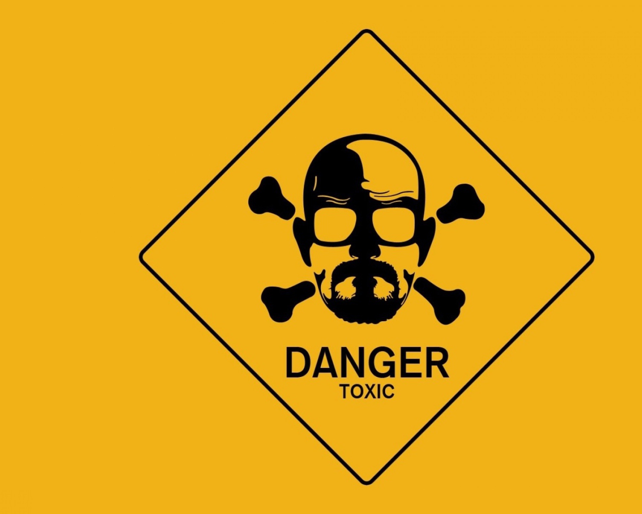 Знак опасно токсично, желтый фон