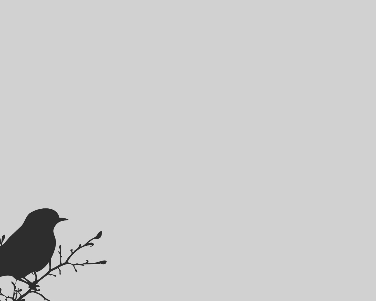 Силуэт птицы на ветке, светлый фон