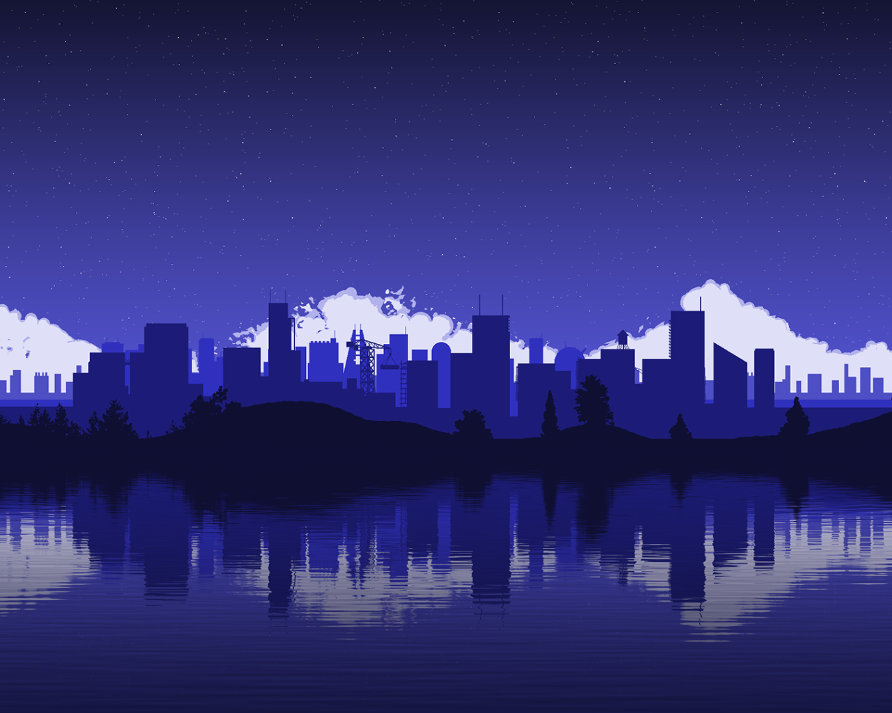 Силуэты городских зданий и небоскребов