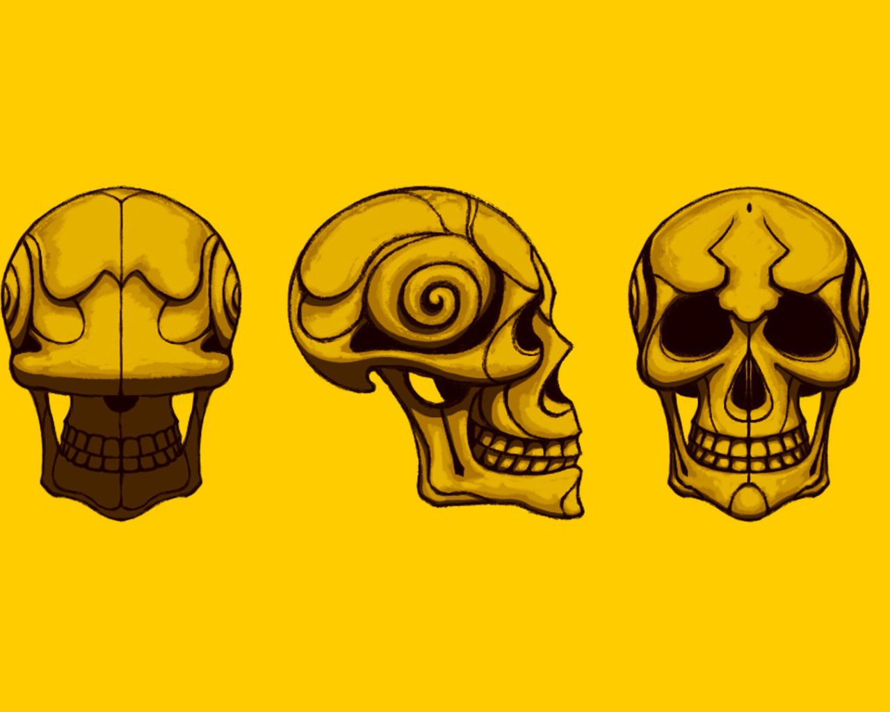 Черепа на желтом фоне