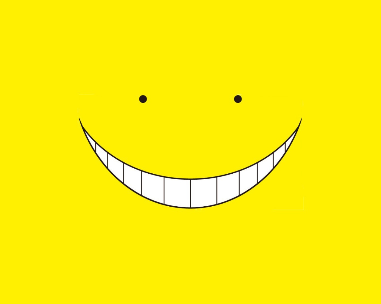 Улыбка смайлика, желтый фон