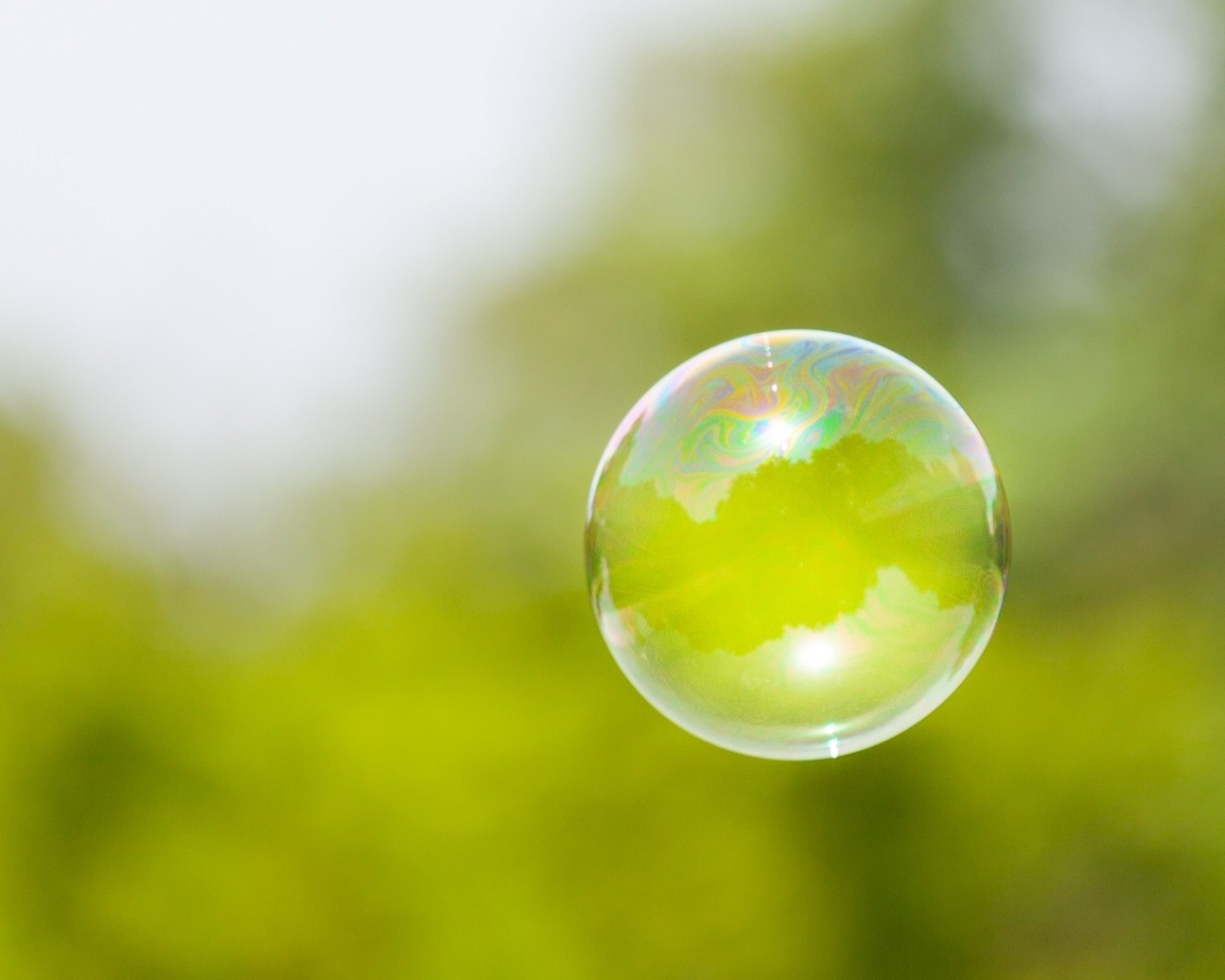 Мыльный пузырь на фоне зелени