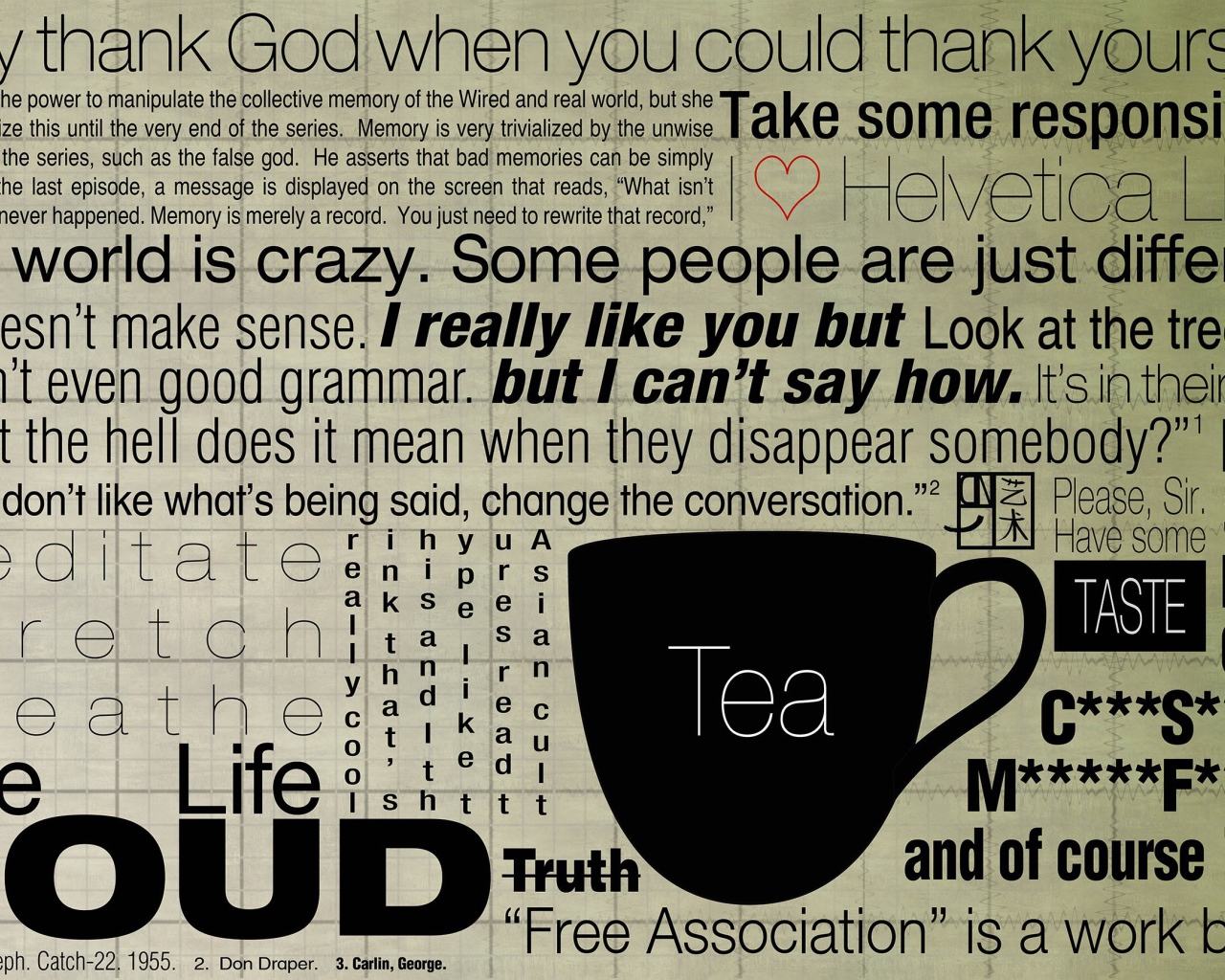 Фон из надписей, чай