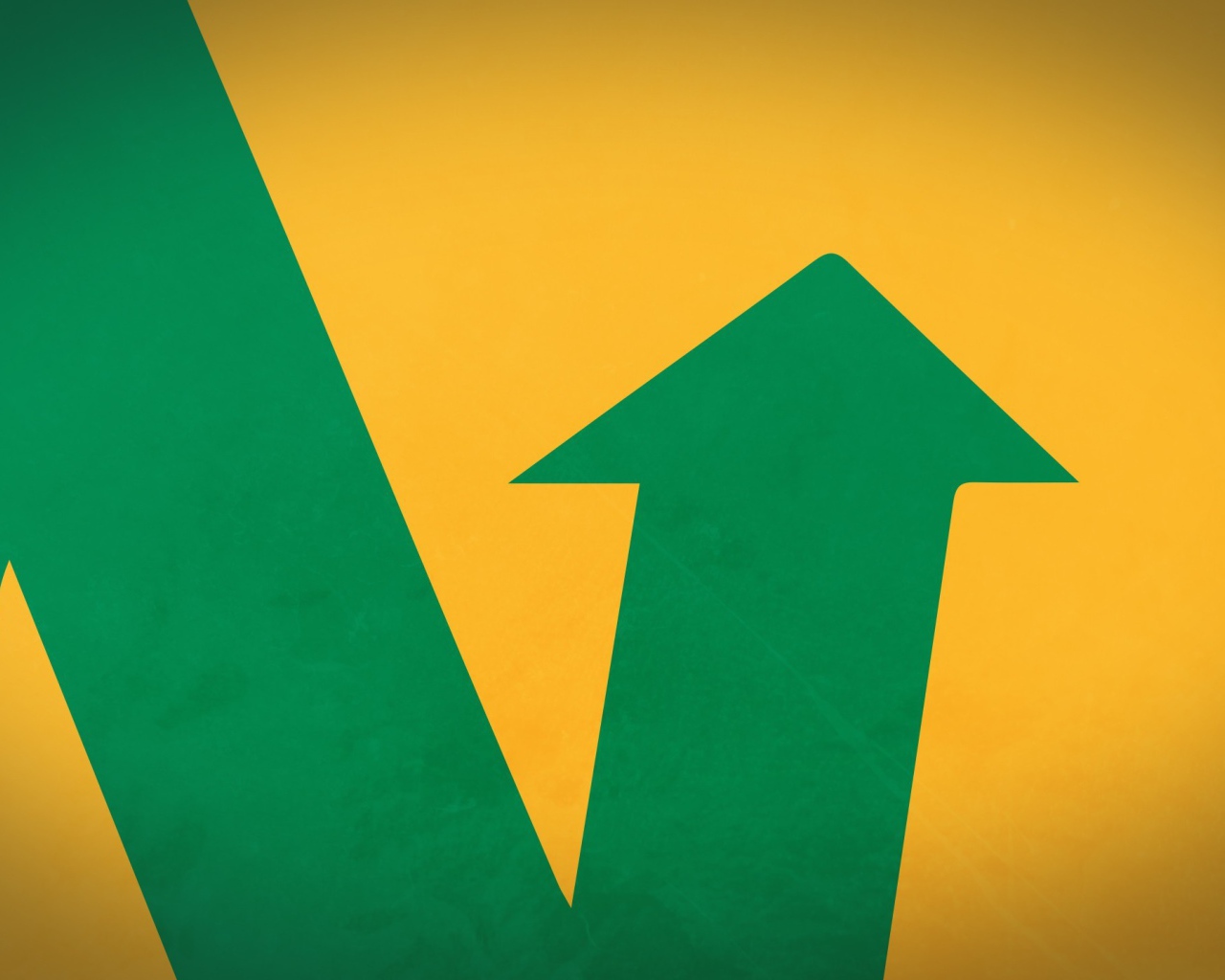 Зеленая стрела на желтом фоне