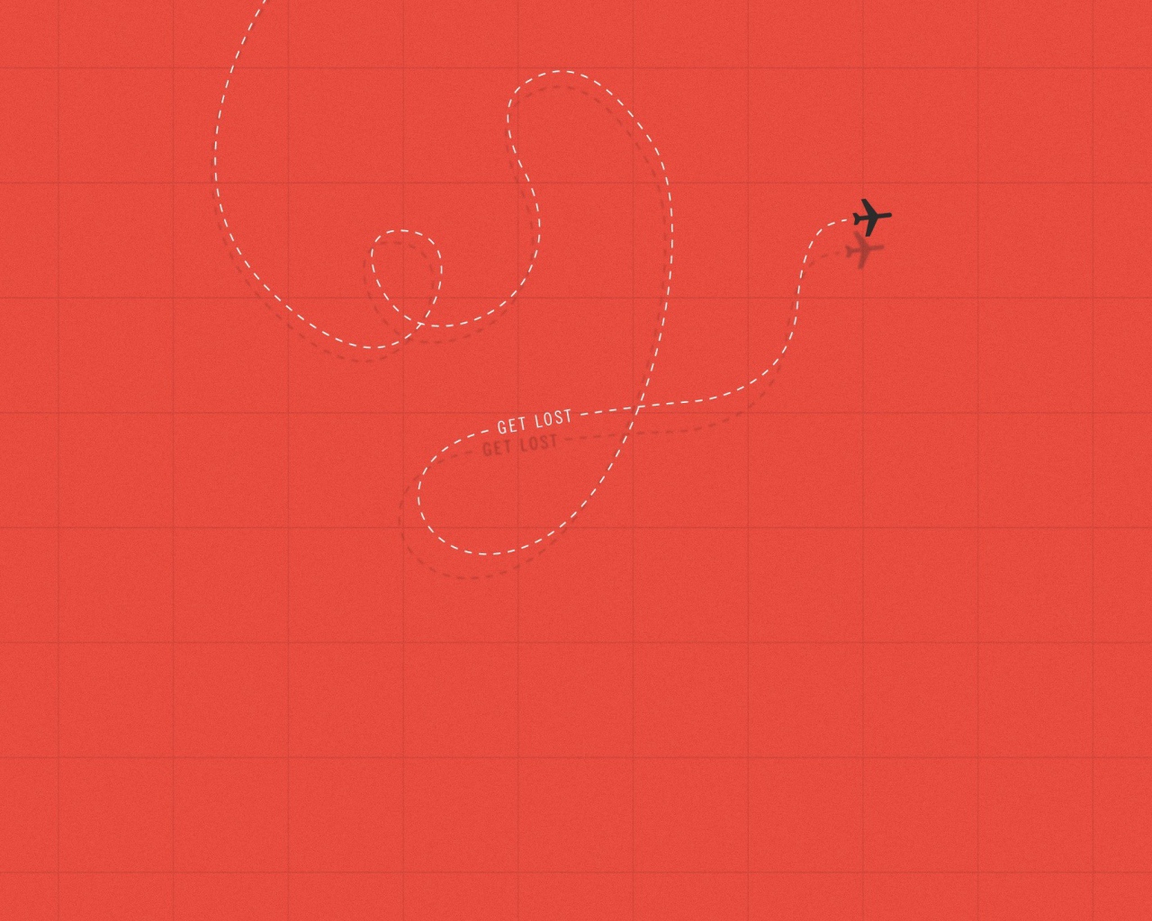 Самолет оставил след на красном фоне