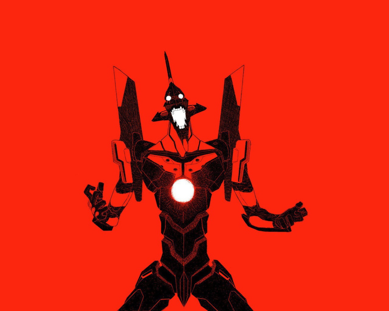 Солдат робот, красный фон