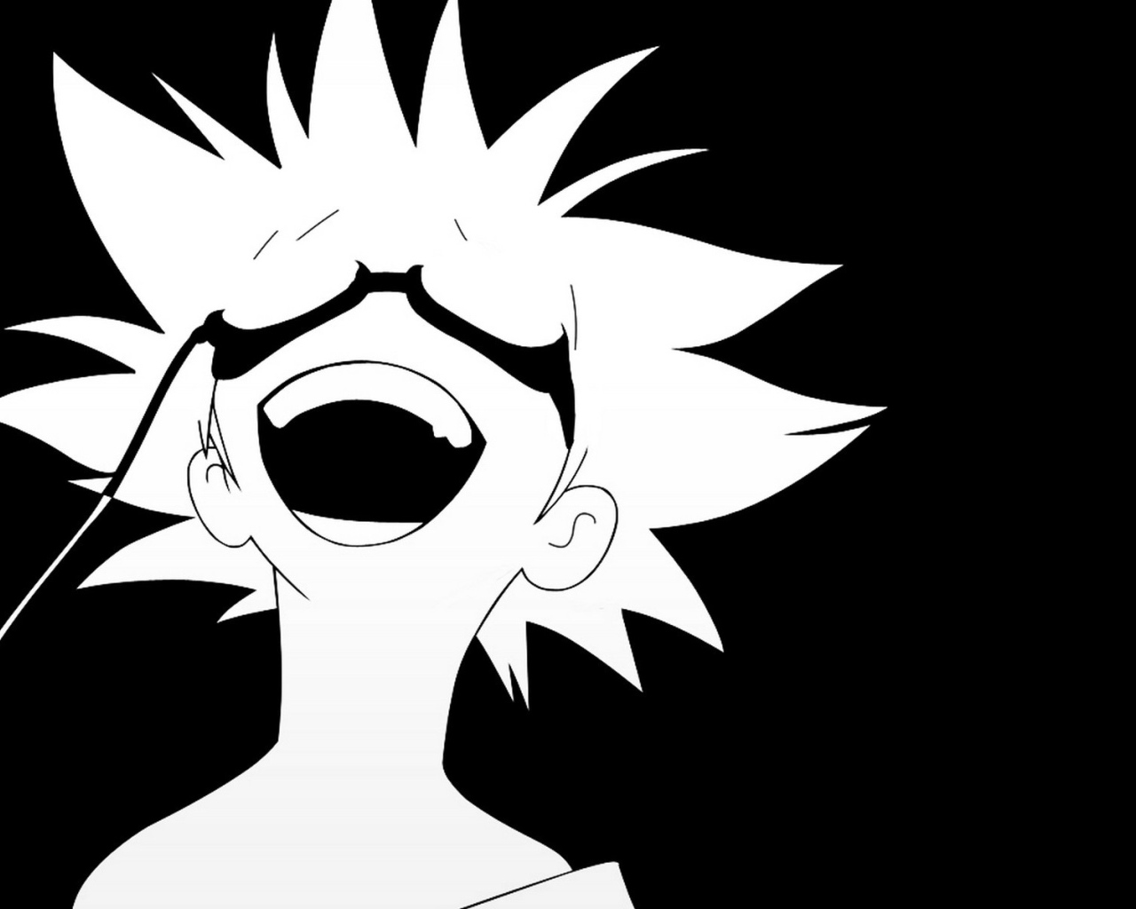 Белое лицо на черном фоне, аниме Ковбой Бибоп