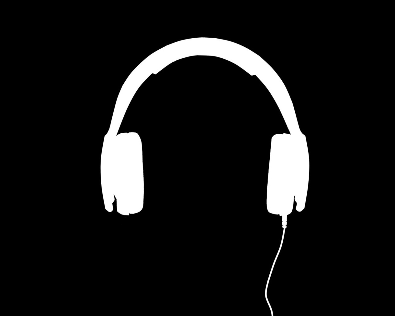Белые наушники, черный фон