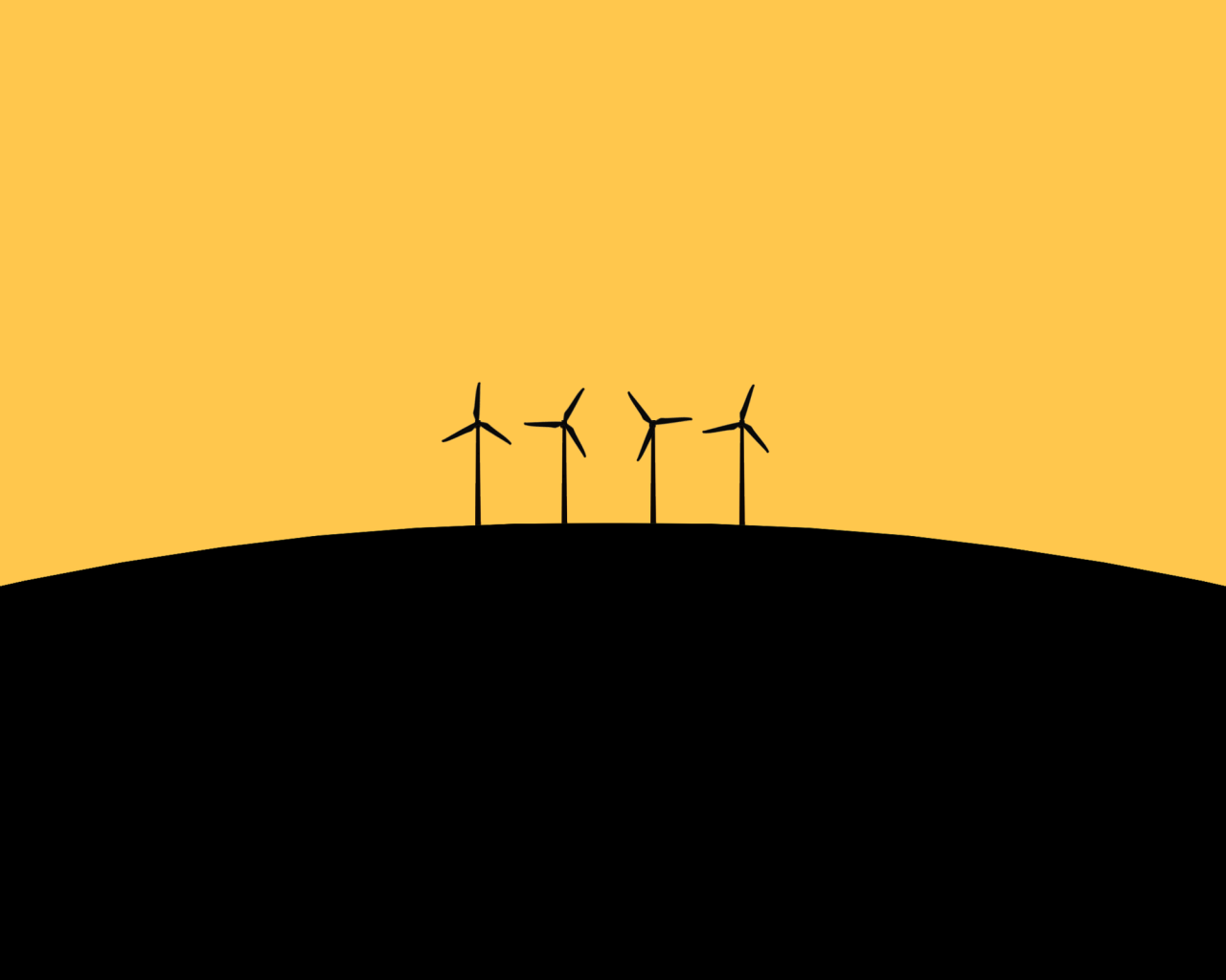 Ветрогенераторы, черно оранжевый фон