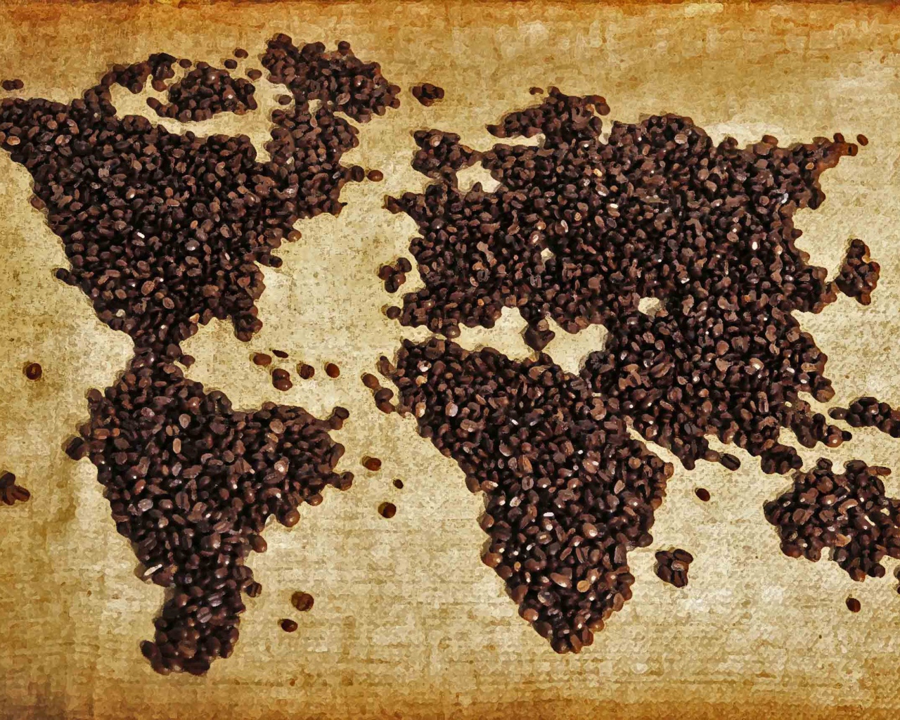 Карта мира из молотого кофе