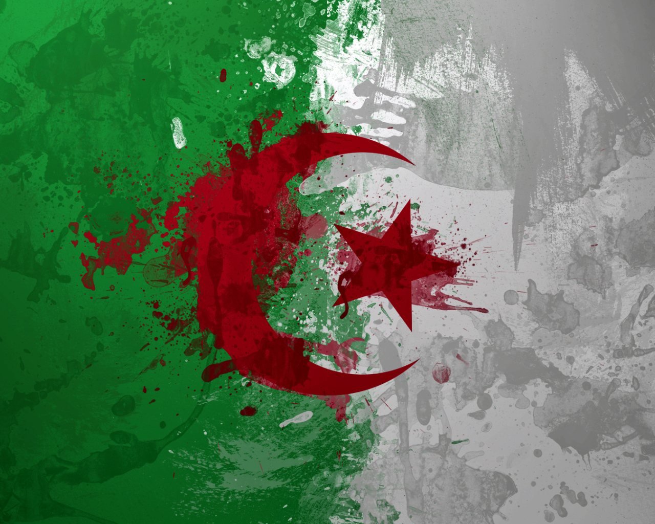 Флаг Алжира нарисованный красками