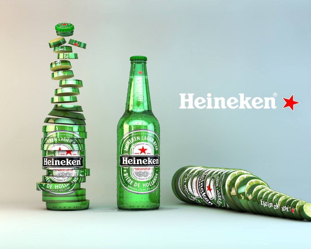 Нарезанная бутылка пива Heineken