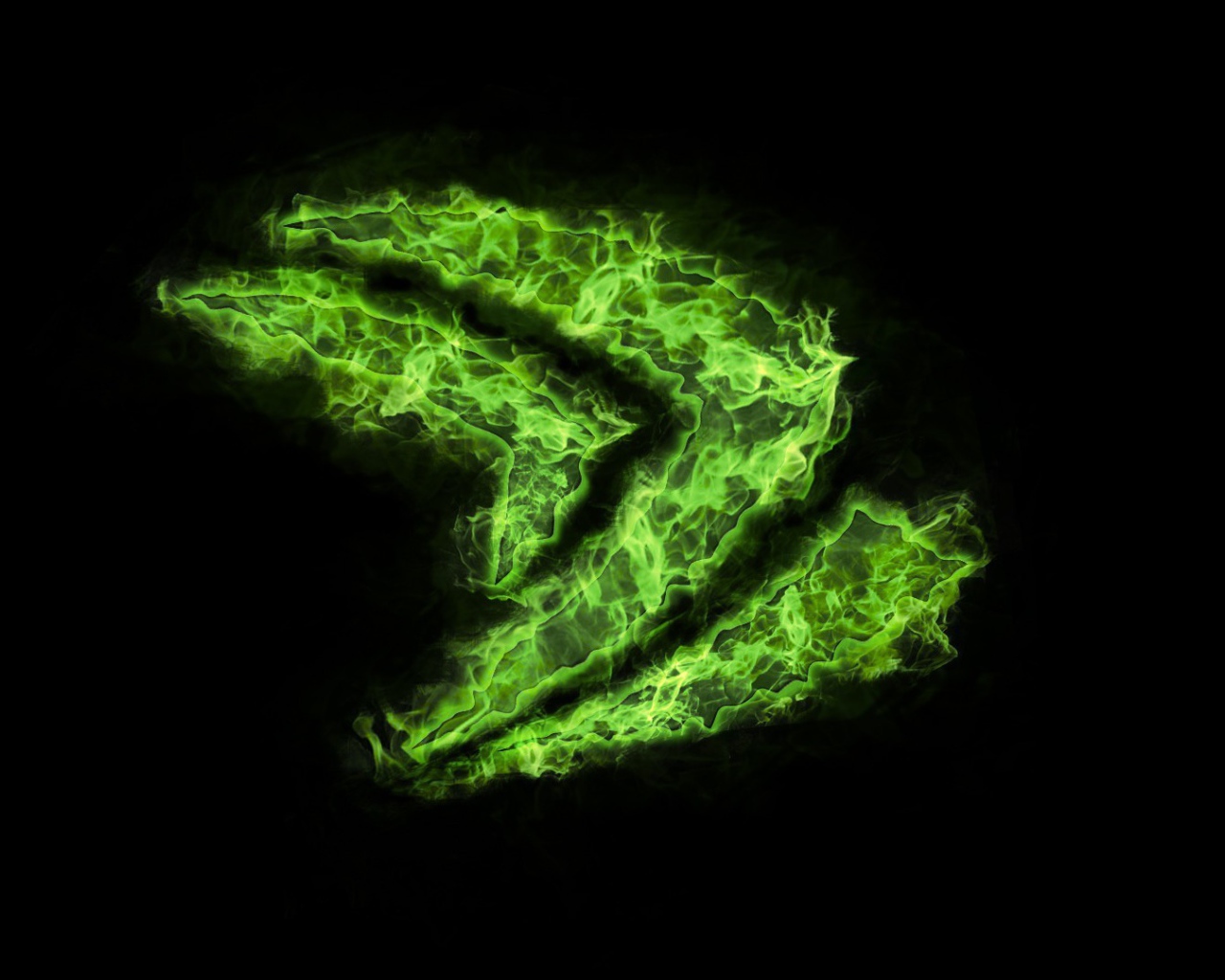 Логотип Nvidia из зеленого пламени