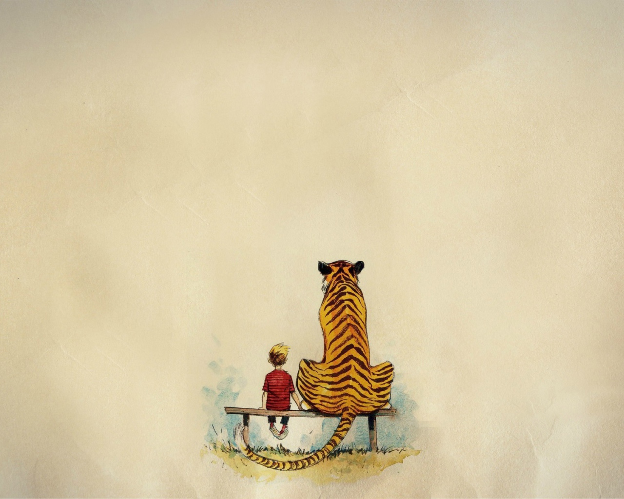 Мальчик и тигр из комикса Кельвин и Хоббс