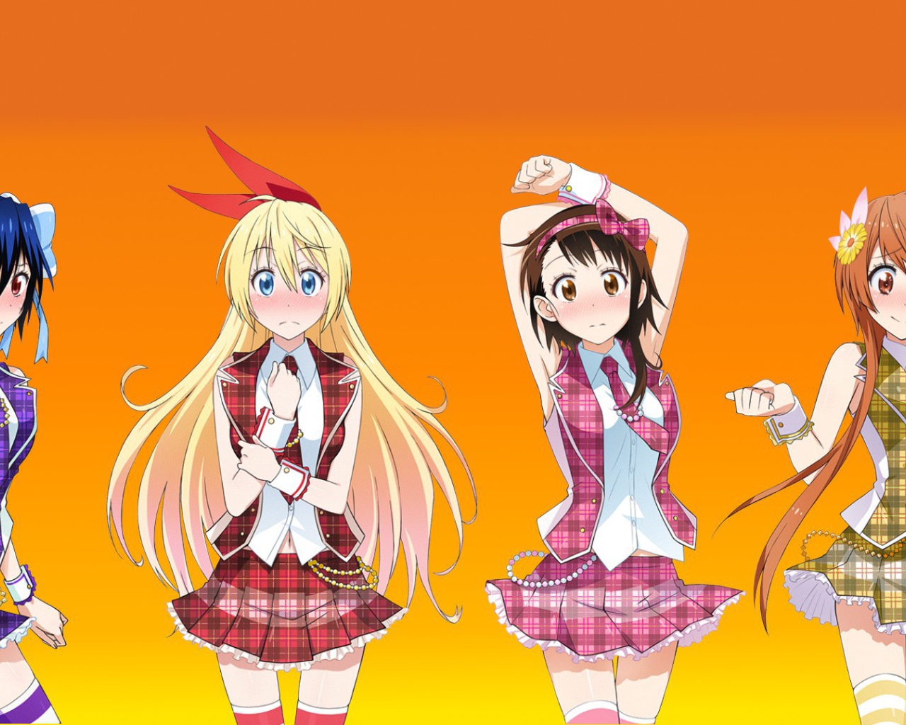 Девочки аниме в клетчатых нарядах