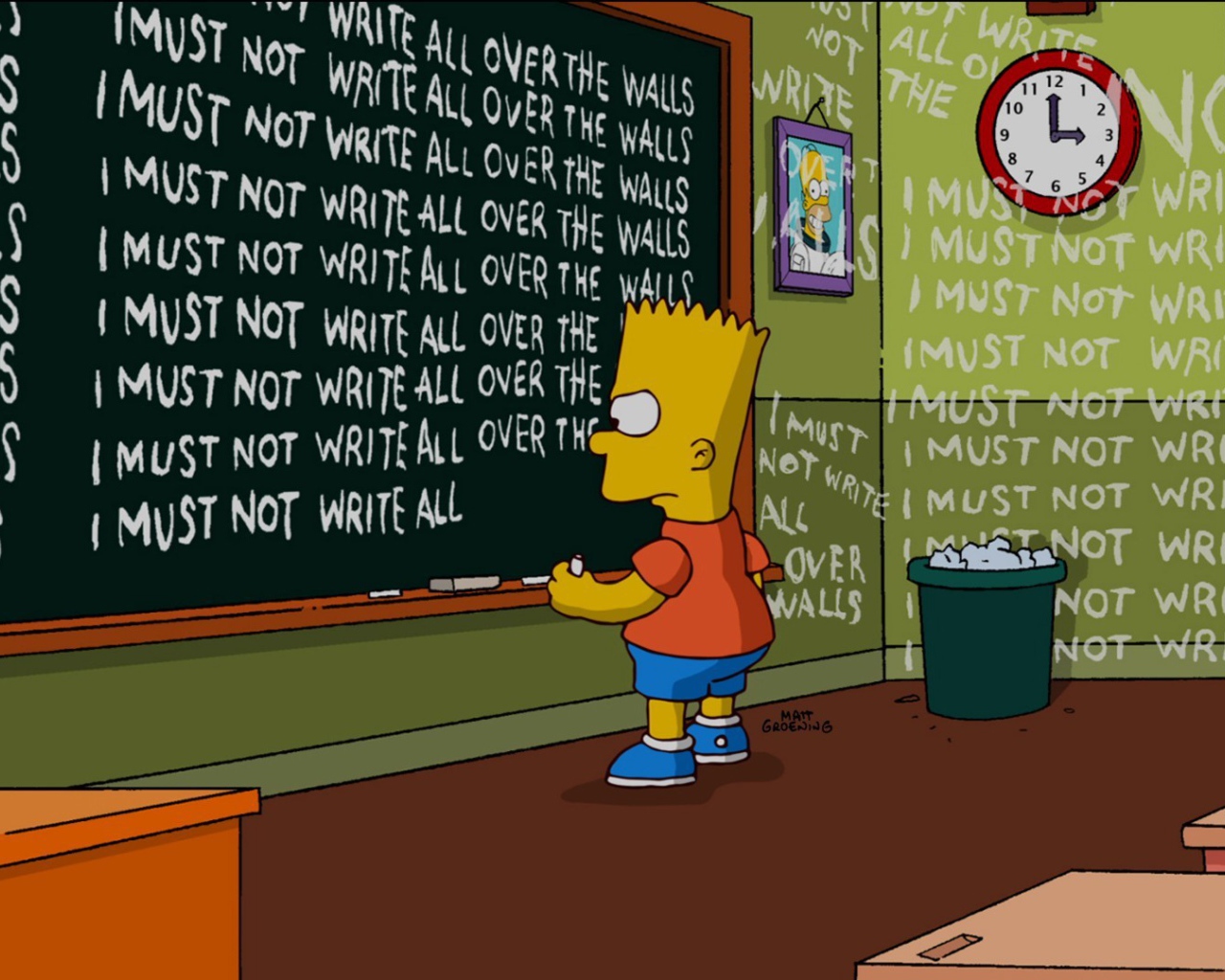 Барт Симпсон пишет на стенах