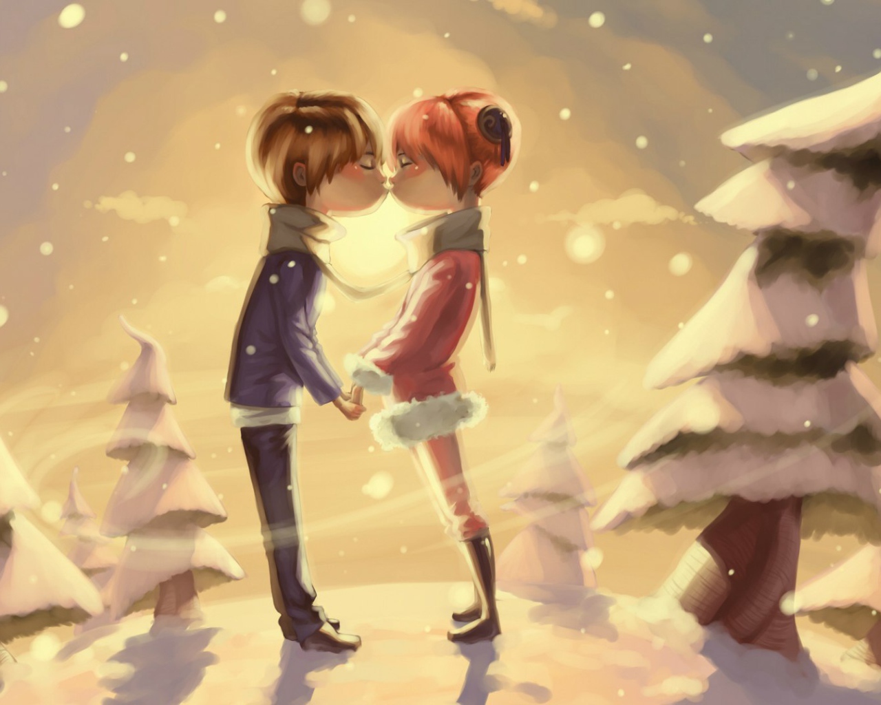 Мальчик и девочка в лесу