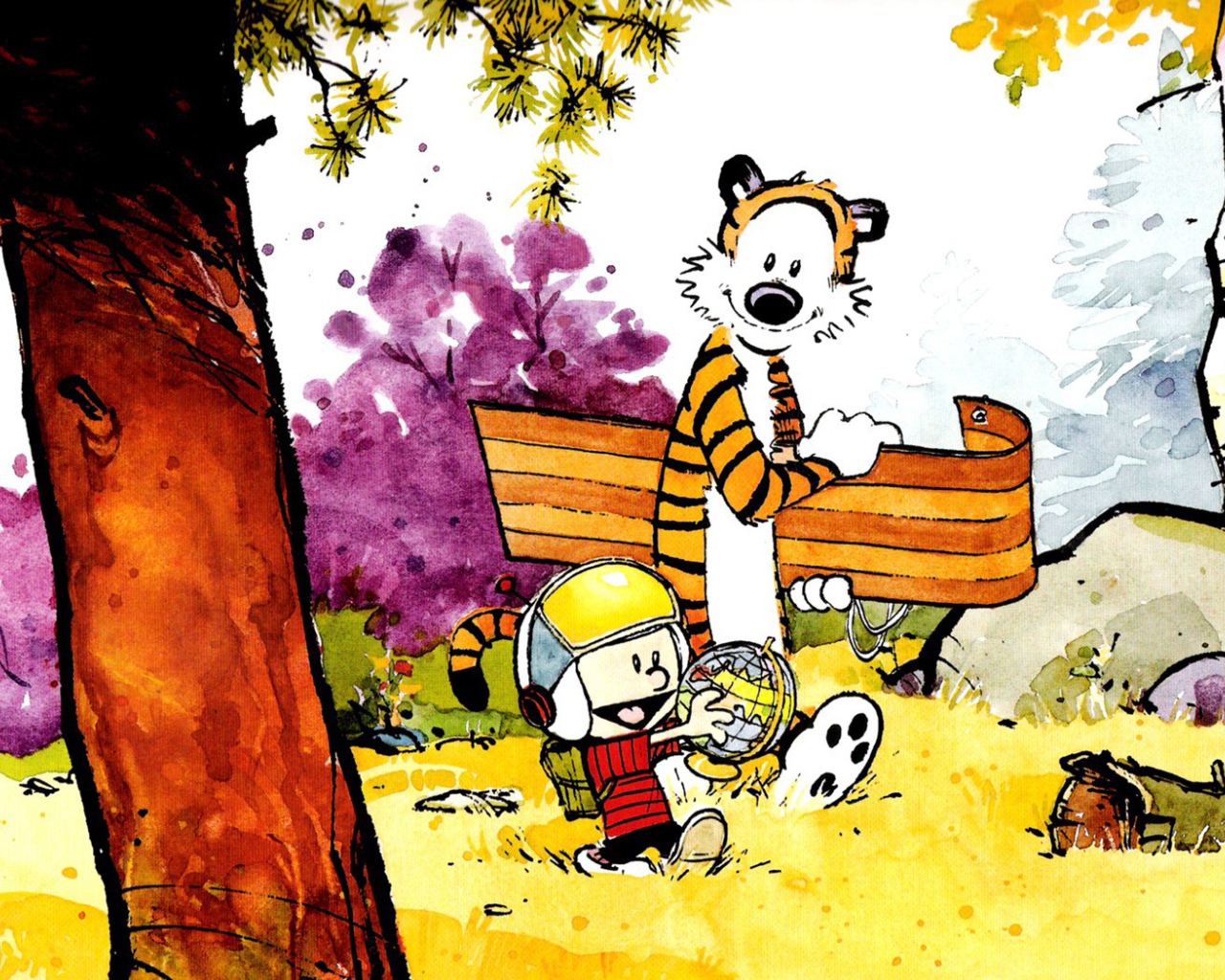 Calvin and Hobbes go for a walk