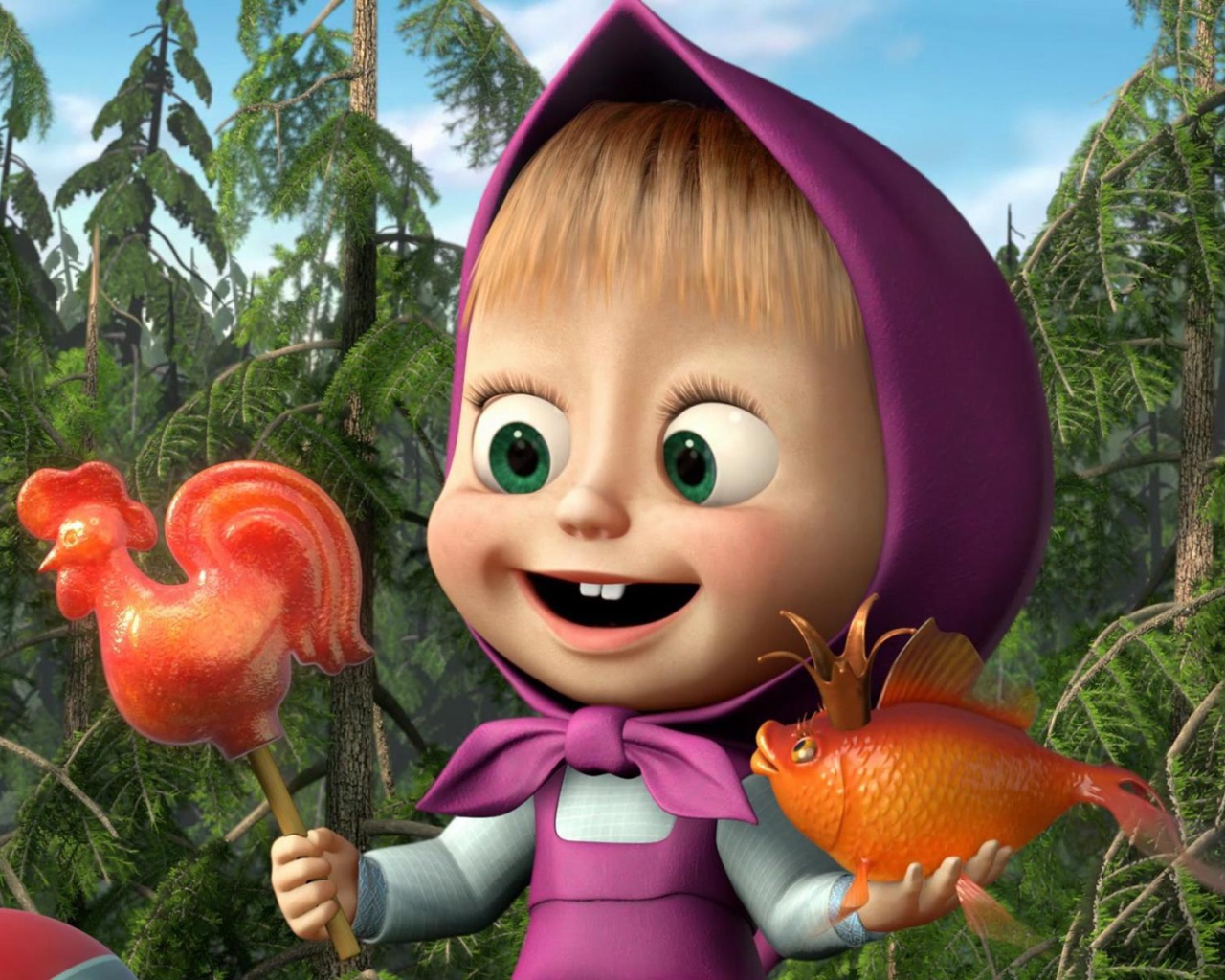 Леденец петушок для Маши, мультфильм Маша и медведь